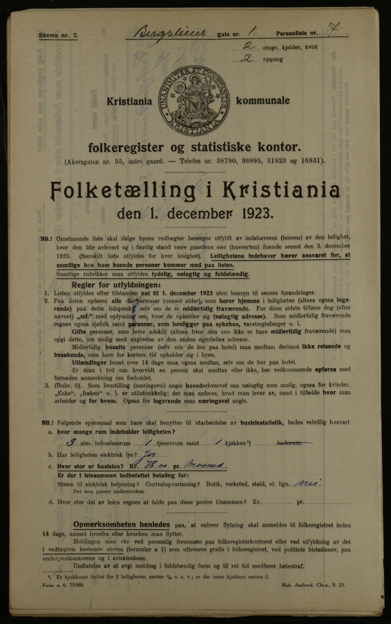 OBA, Kommunal folketelling 1.12.1923 for Kristiania, 1923, s. 4917