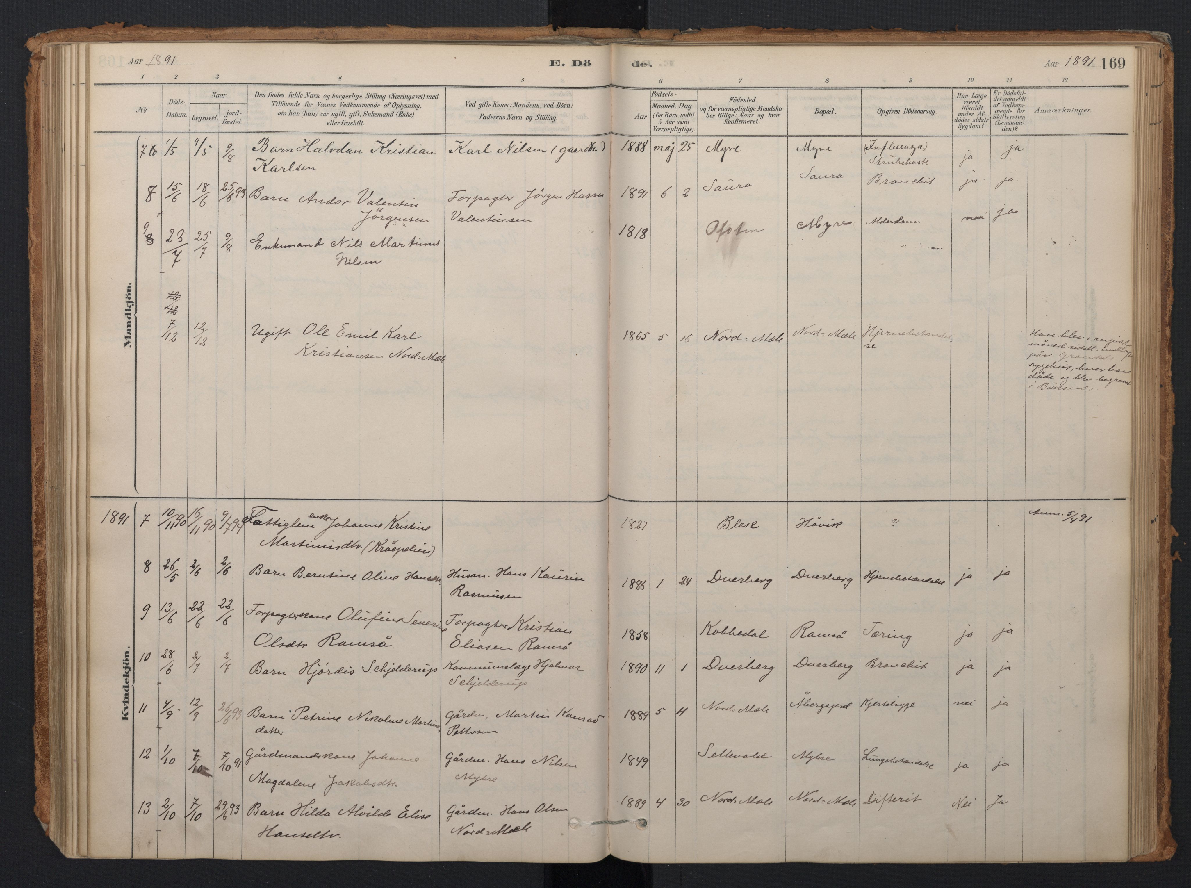 Ministerialprotokoller, klokkerbøker og fødselsregistre - Nordland, AV/SAT-A-1459/897/L1399: Ministerialbok nr. 897A06, 1881-1896, s. 169