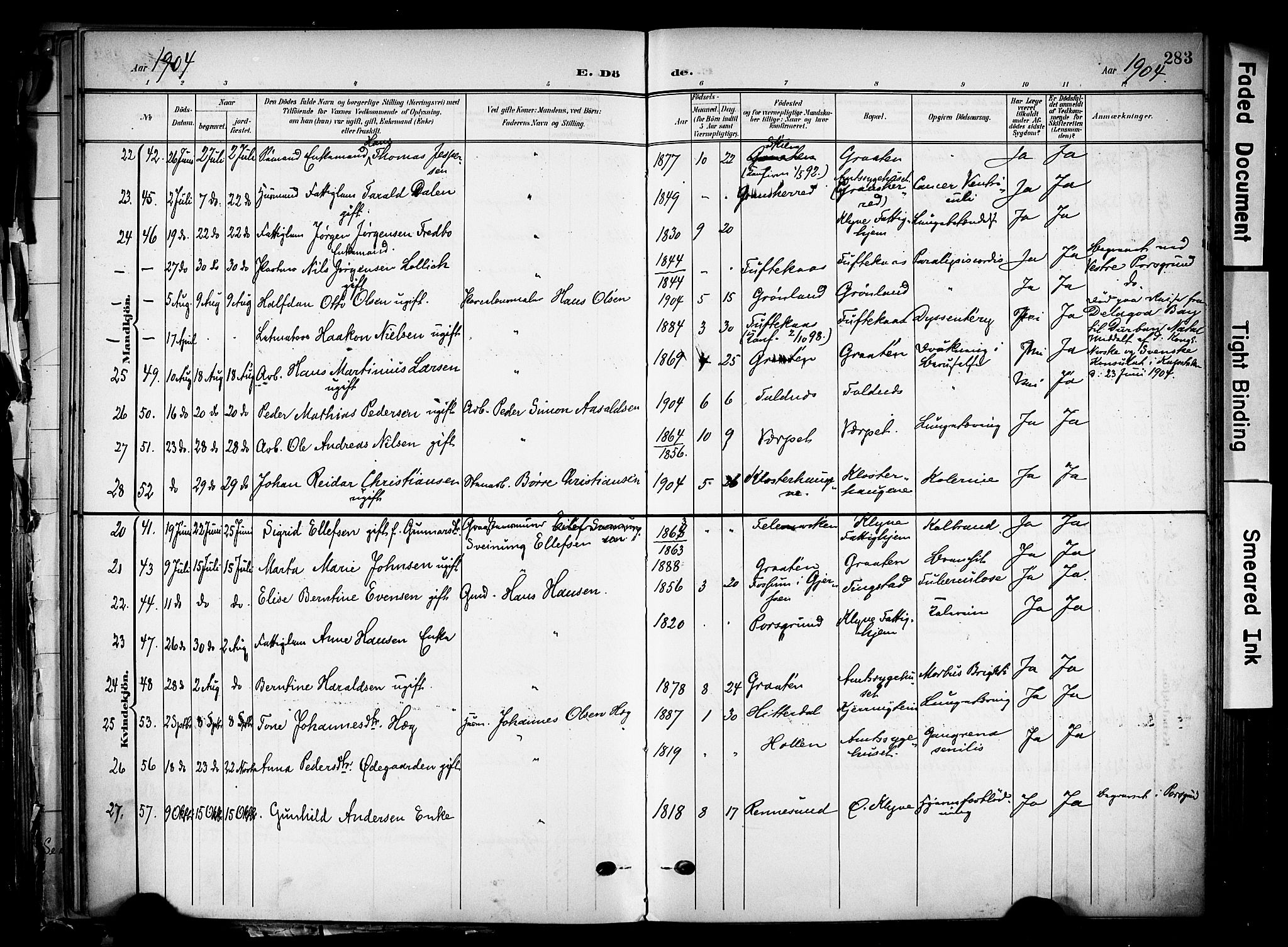 Solum kirkebøker, AV/SAKO-A-306/F/Fa/L0011: Ministerialbok nr. I 11, 1898-1909, s. 283