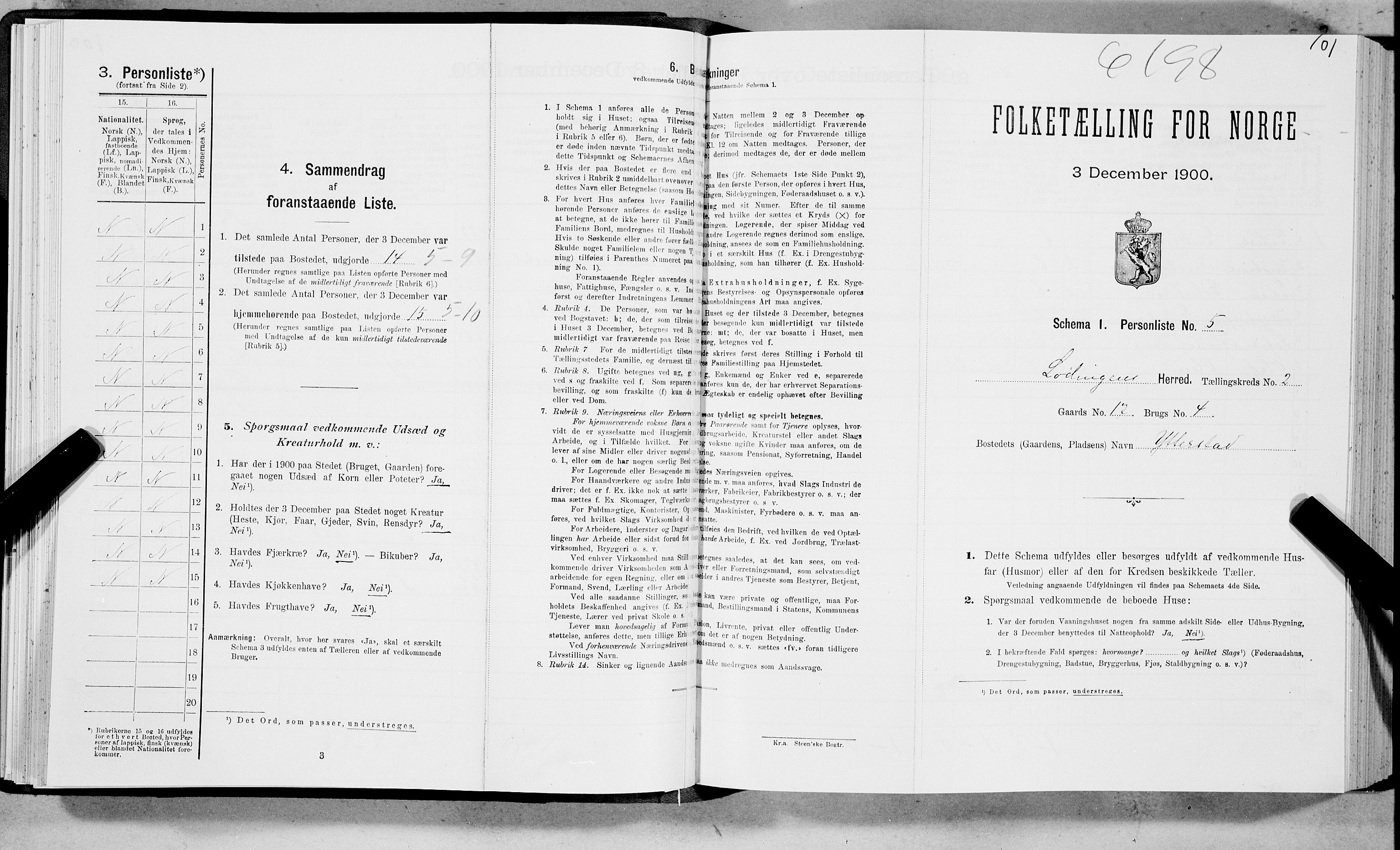 SAT, Folketelling 1900 for 1851 Lødingen herred, 1900, s. 101