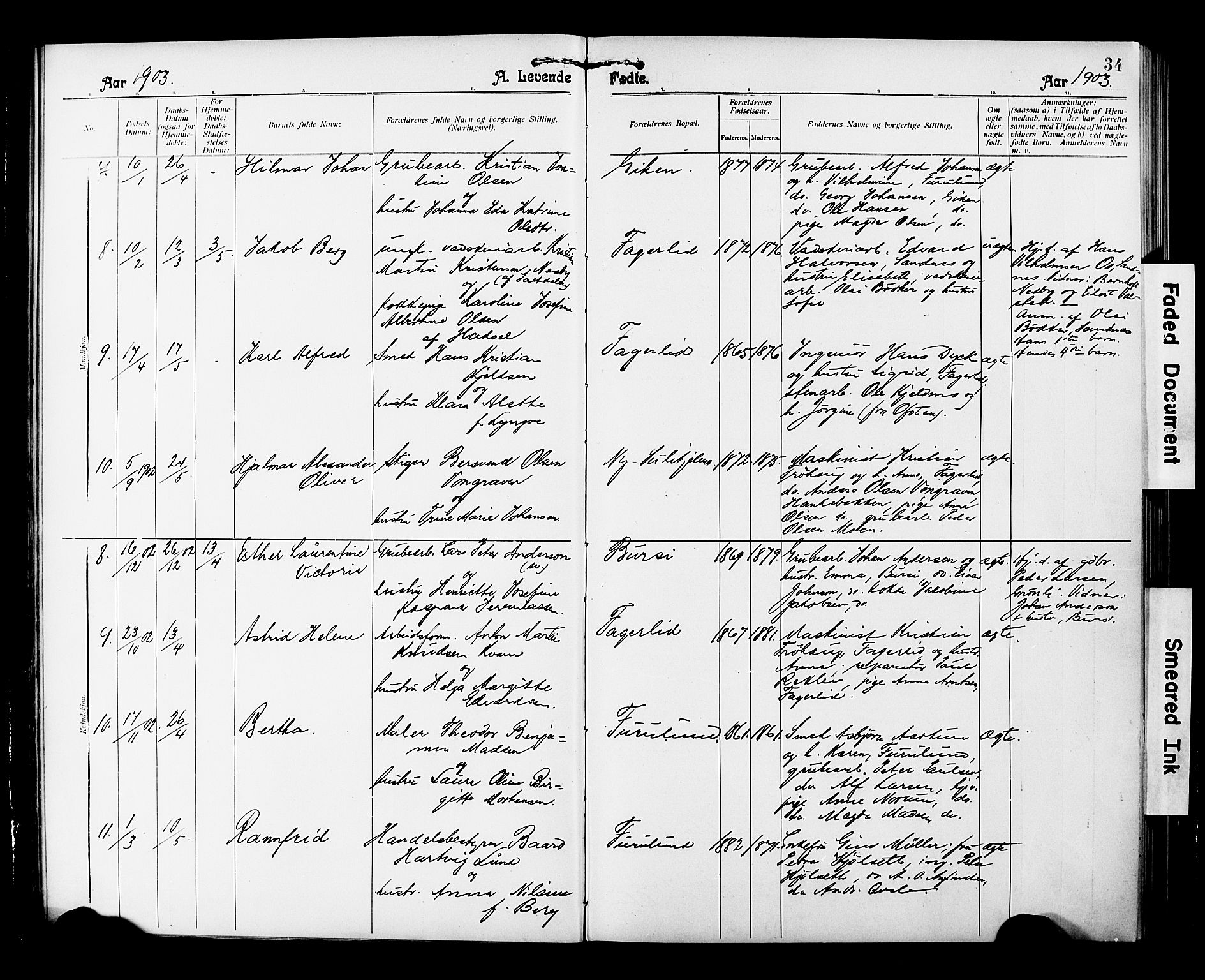 Ministerialprotokoller, klokkerbøker og fødselsregistre - Nordland, AV/SAT-A-1459/850/L0709: Ministerialbok nr. 850A01, 1899-1909, s. 34