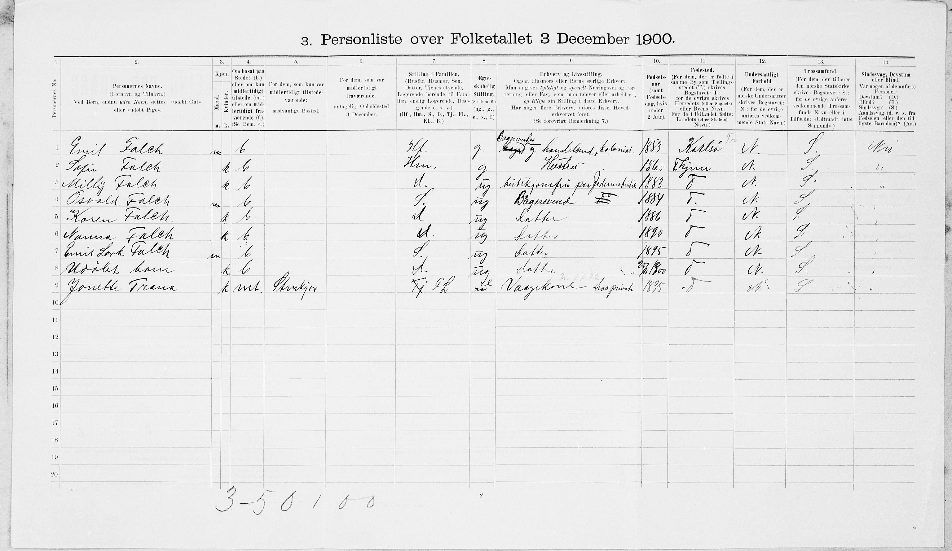 SAT, Folketelling 1900 for 1702 Steinkjer ladested, 1900, s. 480