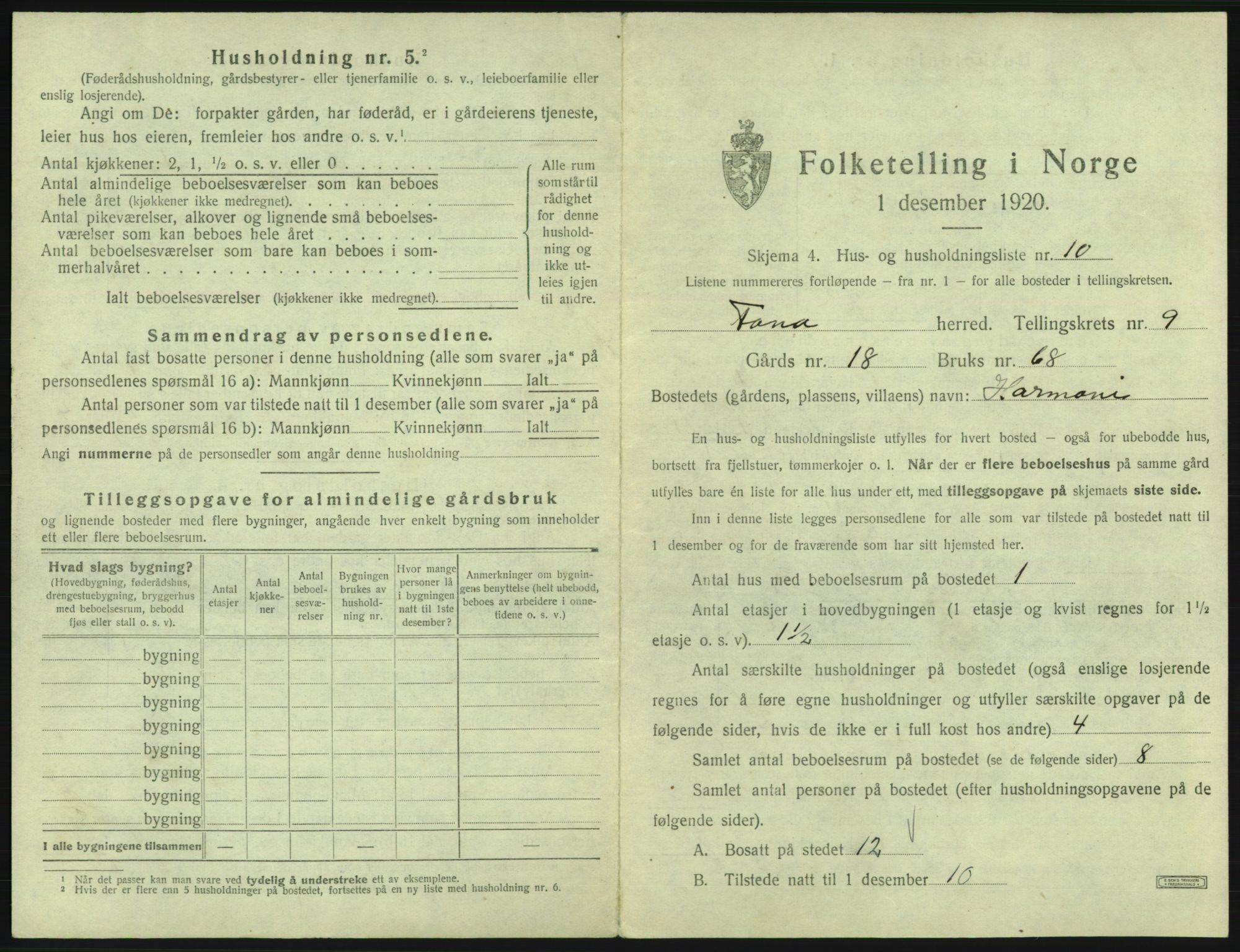 SAB, Folketelling 1920 for 1249 Fana herred, 1920, s. 1630