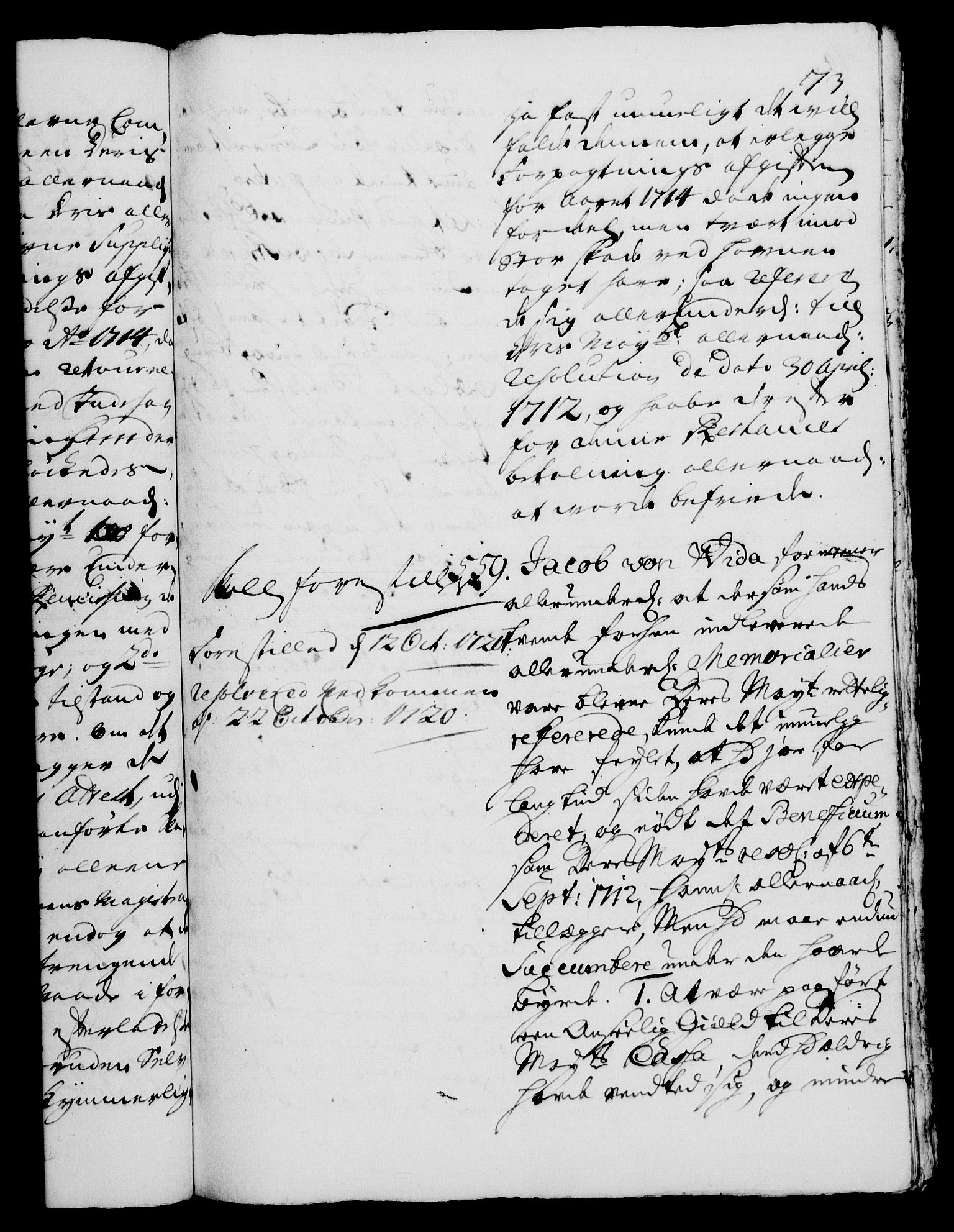 Rentekammeret, Kammerkanselliet, AV/RA-EA-3111/G/Gh/Gha/L0002: Norsk ekstraktmemorialprotokoll, sak. 376-599 (merket RK 53.47), 1720, s. 73