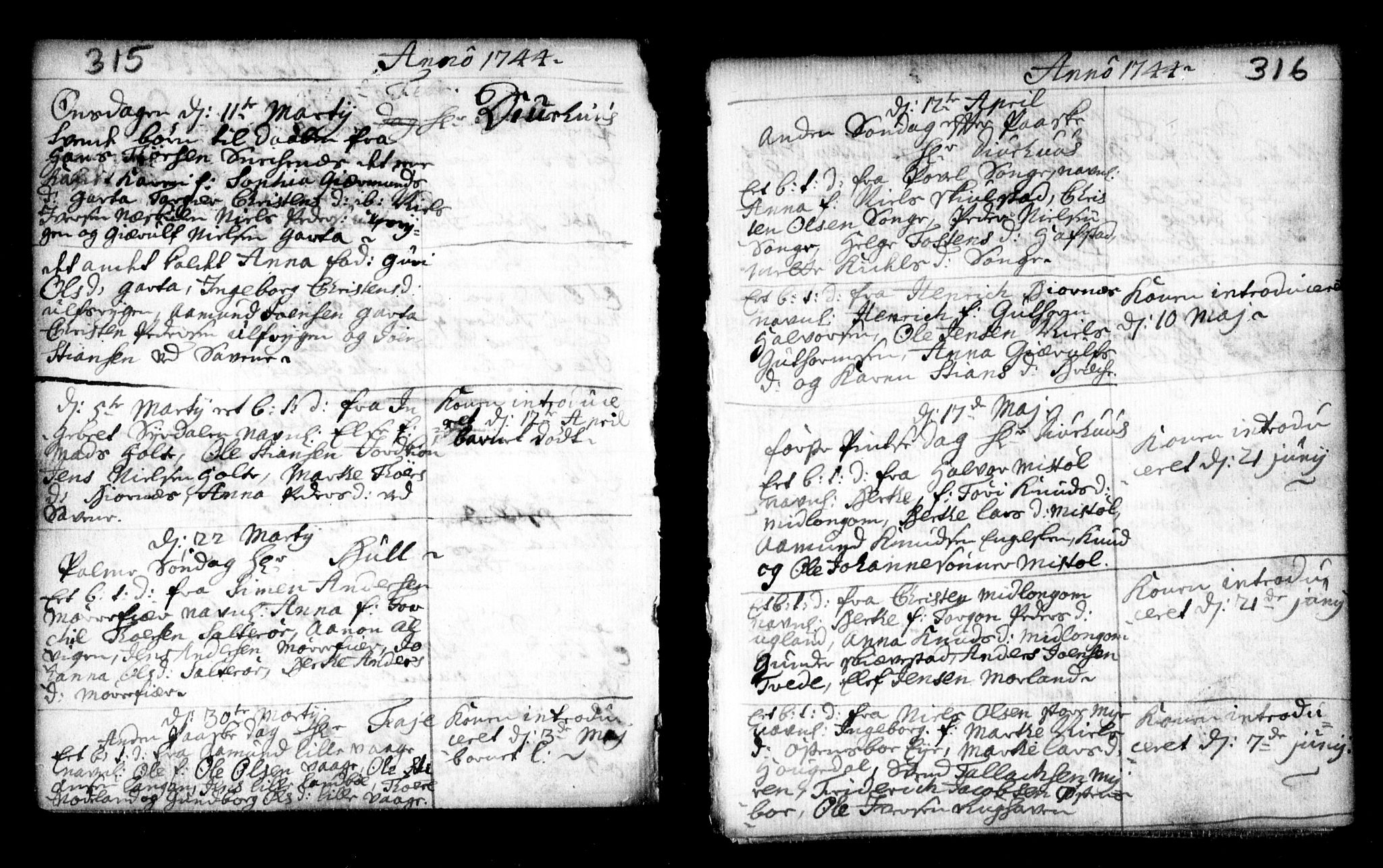Holt sokneprestkontor, AV/SAK-1111-0021/F/Fa/L0002: Ministerialbok nr. A 2, 1739-1753, s. 315-316