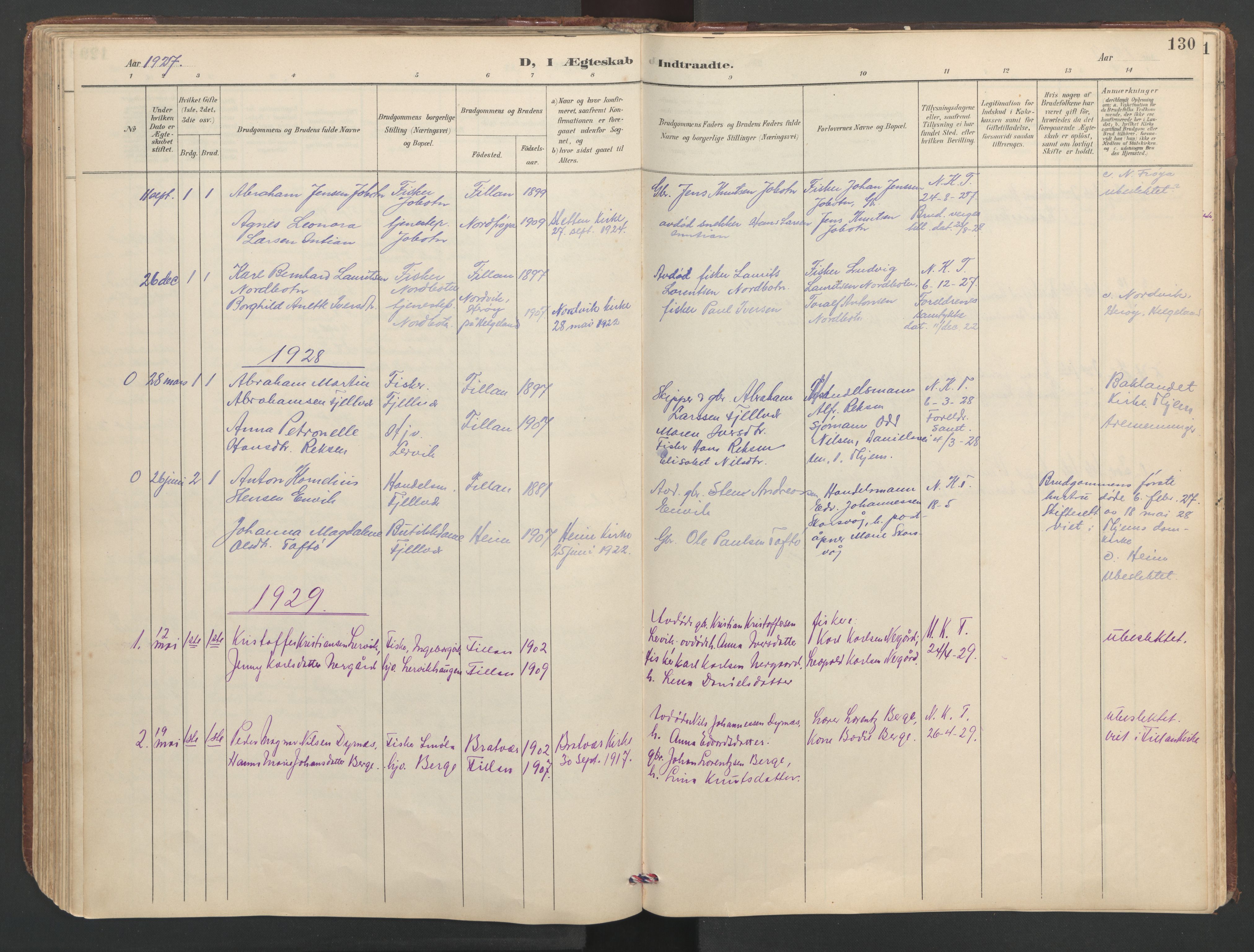Ministerialprotokoller, klokkerbøker og fødselsregistre - Sør-Trøndelag, AV/SAT-A-1456/638/L0571: Klokkerbok nr. 638C03, 1901-1930, s. 130