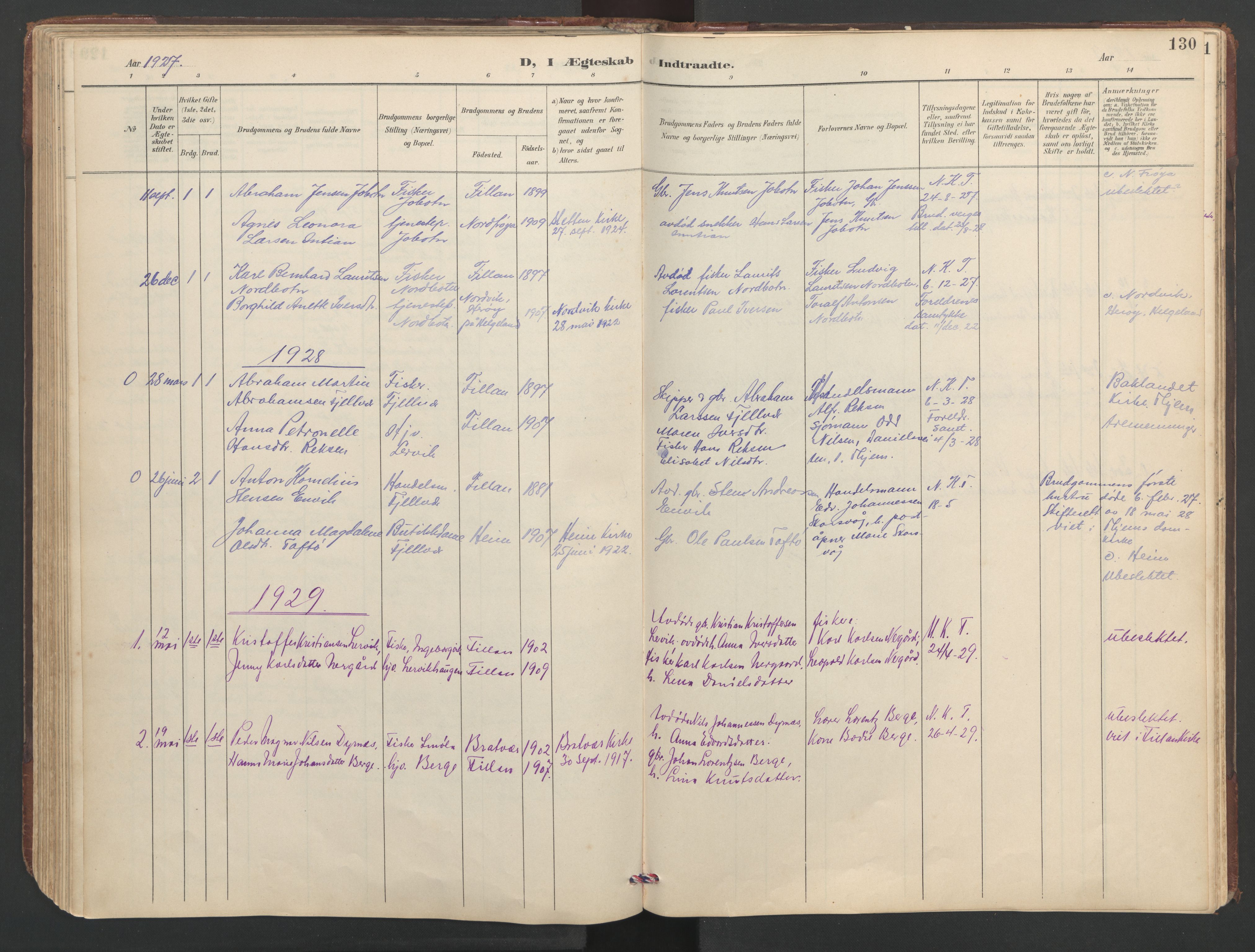 Ministerialprotokoller, klokkerbøker og fødselsregistre - Sør-Trøndelag, SAT/A-1456/638/L0571: Klokkerbok nr. 638C03, 1901-1930, s. 130