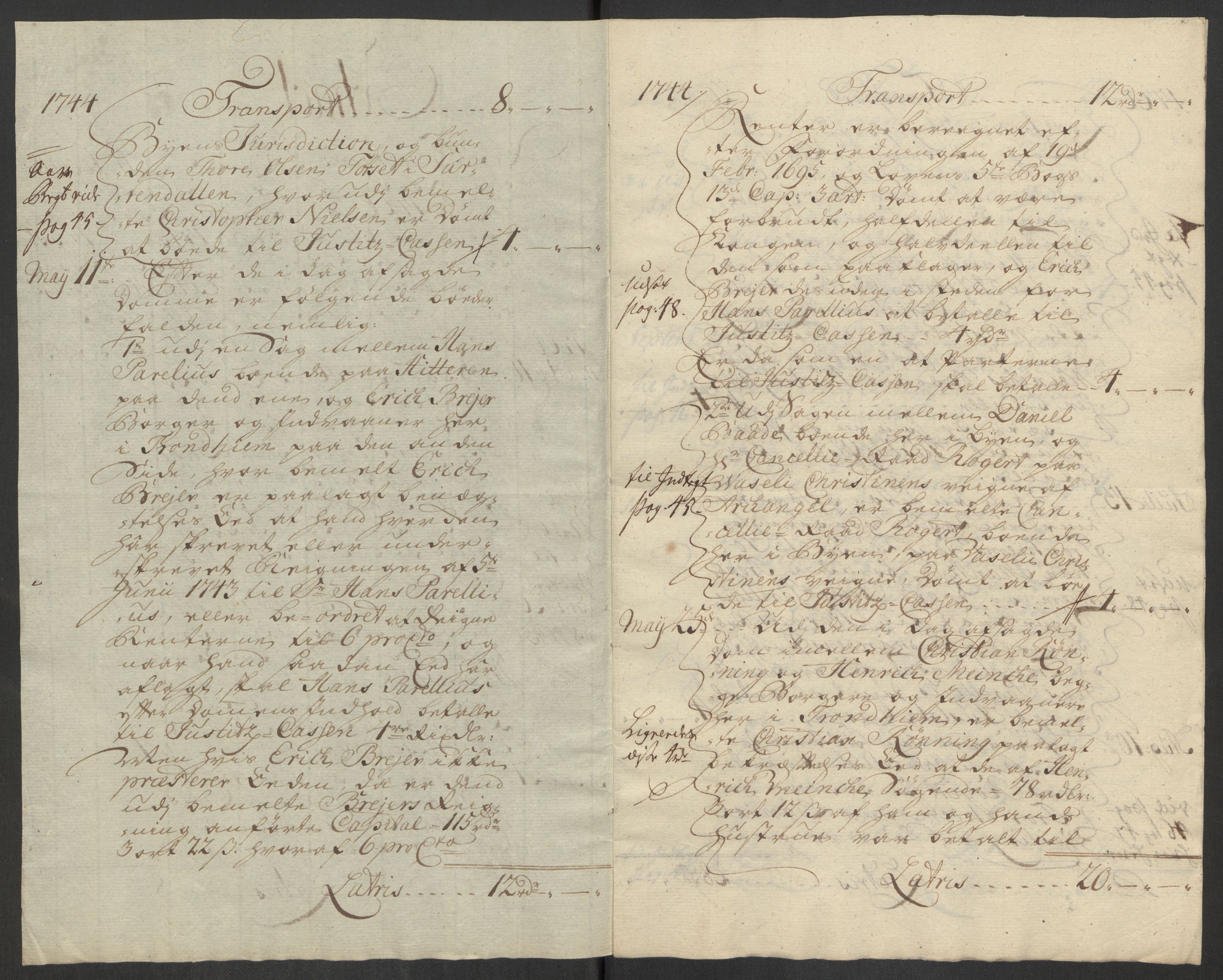 Rentekammeret inntil 1814, Reviderte regnskaper, Byregnskaper, AV/RA-EA-4066/R/Rs/L0541: [S22] Sikt og sakefall, 1743-1746, s. 255