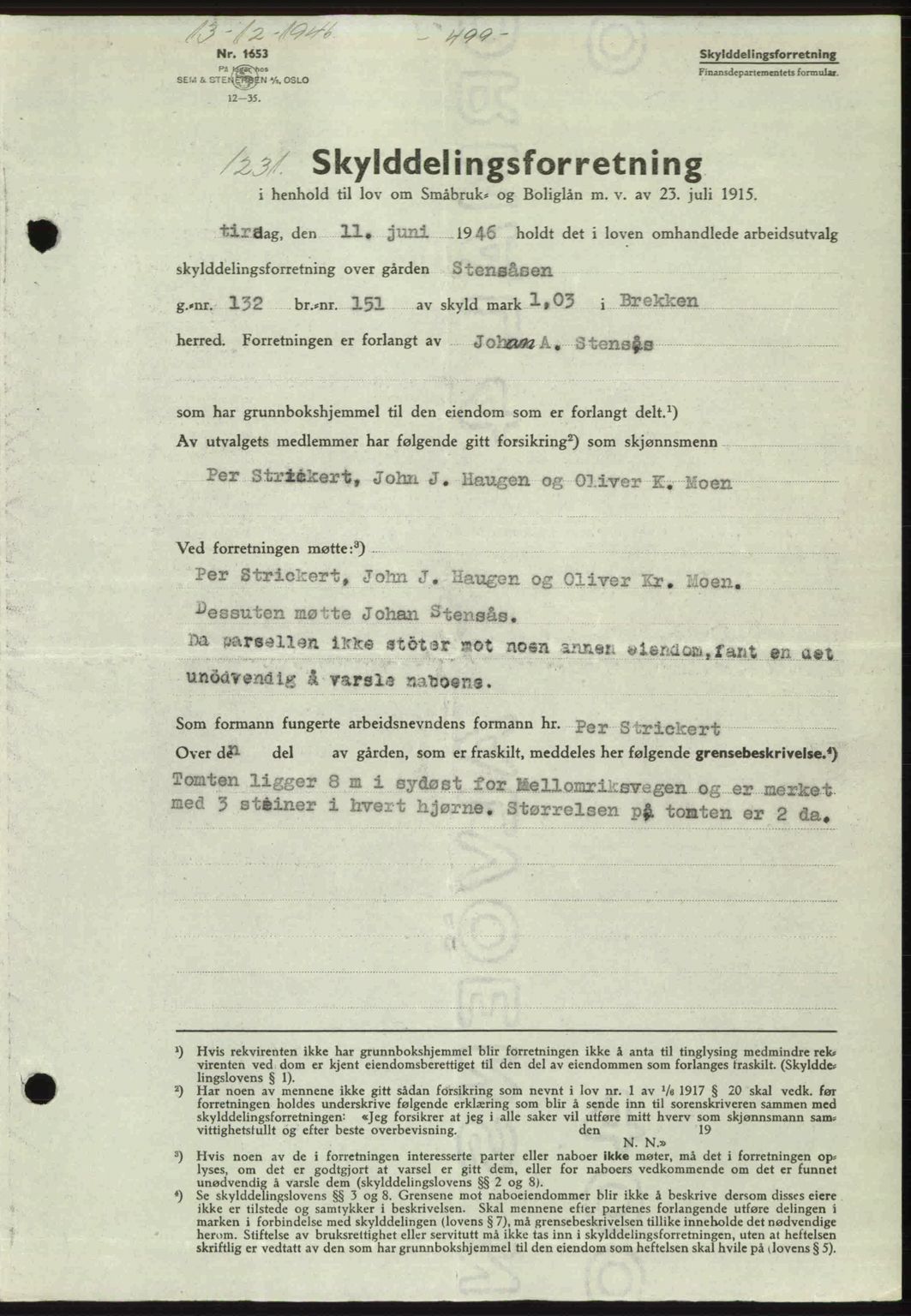 Gauldal sorenskriveri, SAT/A-0014/1/2/2C: Pantebok nr. A2, 1946-1946, Dagboknr: 1231/1946