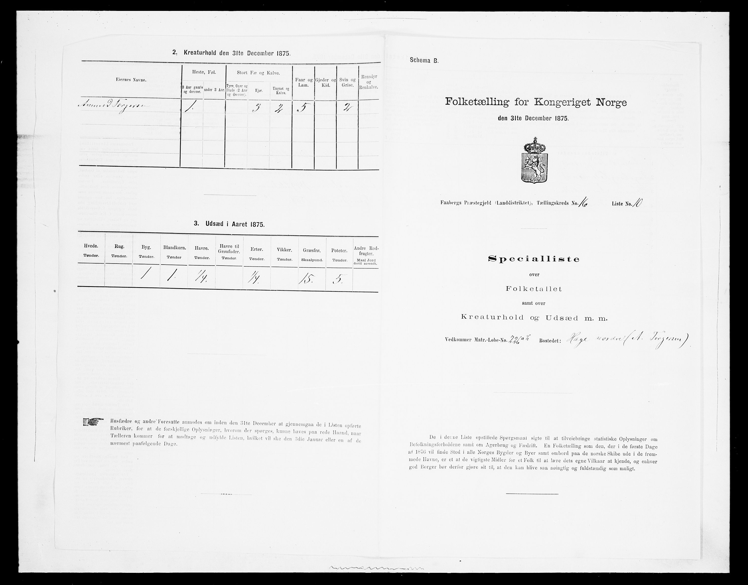 SAH, Folketelling 1875 for 0524L Fåberg prestegjeld, Fåberg sokn og Lillehammer landsokn, 1875, s. 1934