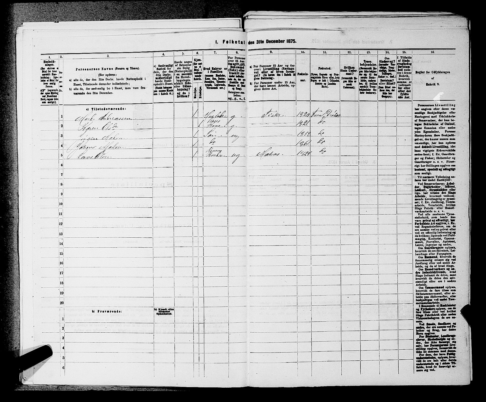 RA, Folketelling 1875 for 0215L Drøbak prestegjeld, Frogn sokn, 1875, s. 487