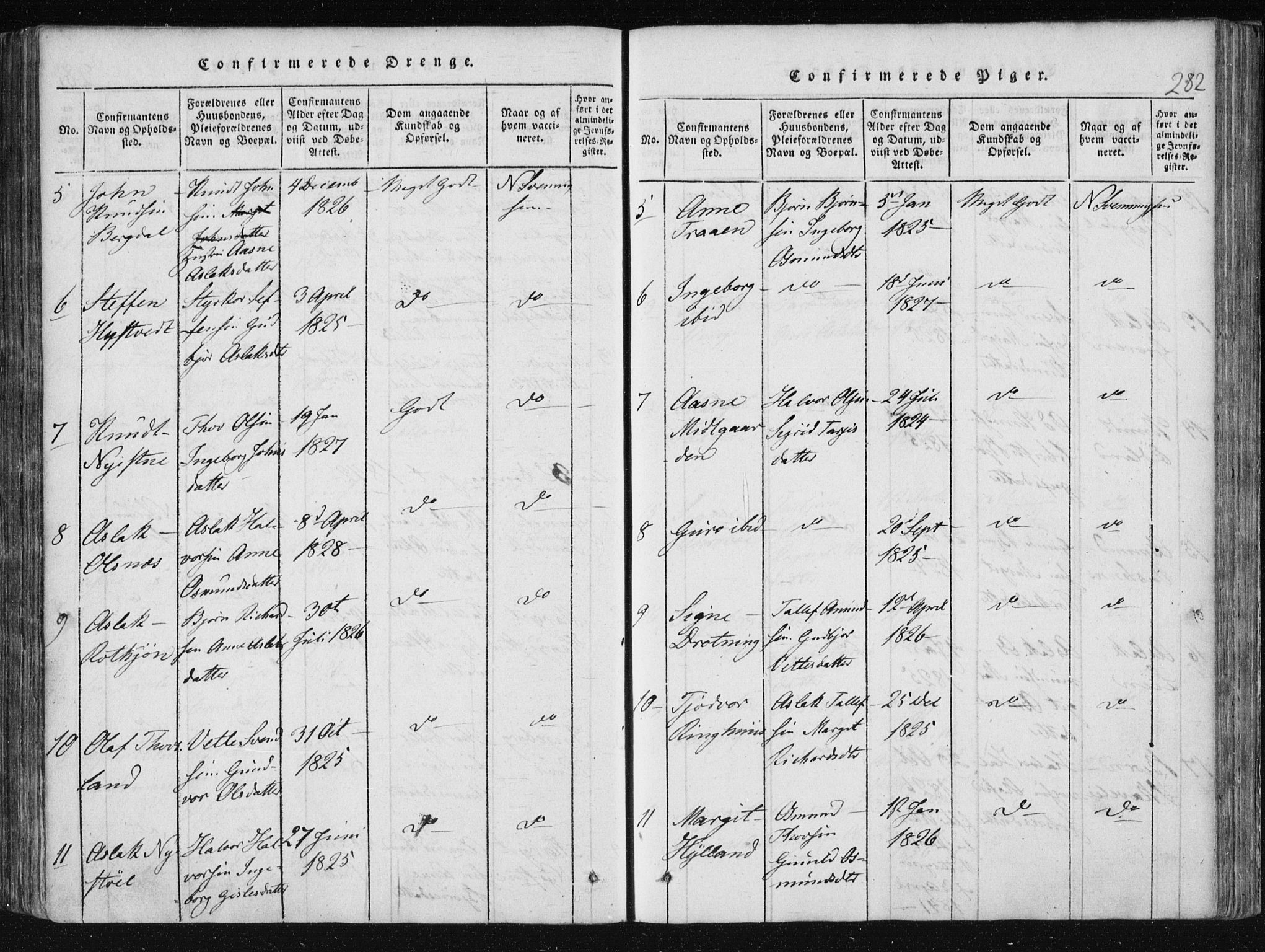 Vinje kirkebøker, SAKO/A-312/F/Fa/L0003: Ministerialbok nr. I 3, 1814-1843, s. 282