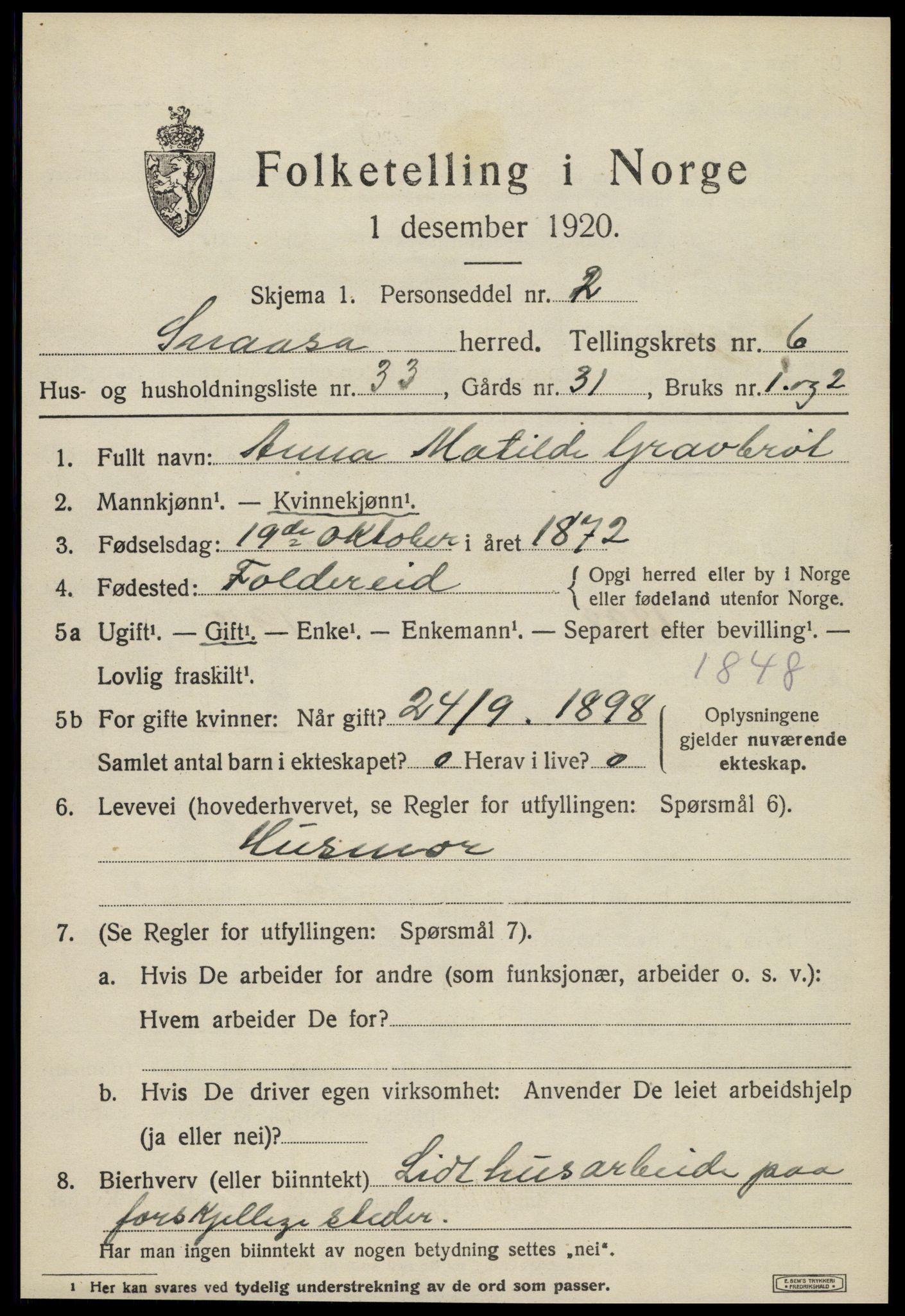 SAT, Folketelling 1920 for 1736 Snåsa herred, 1920, s. 2912