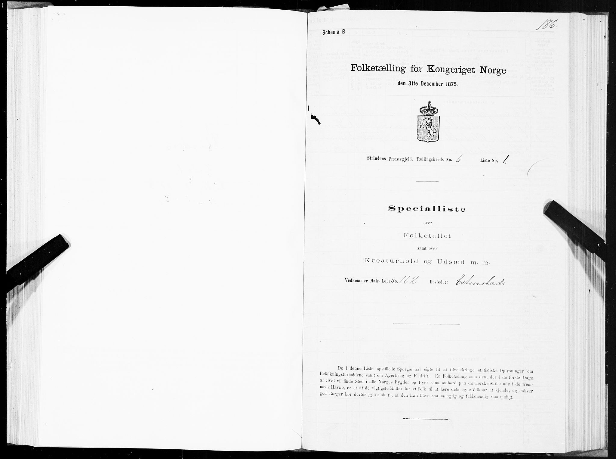 SAT, Folketelling 1875 for 1660P Strinda prestegjeld, 1875, s. 3186