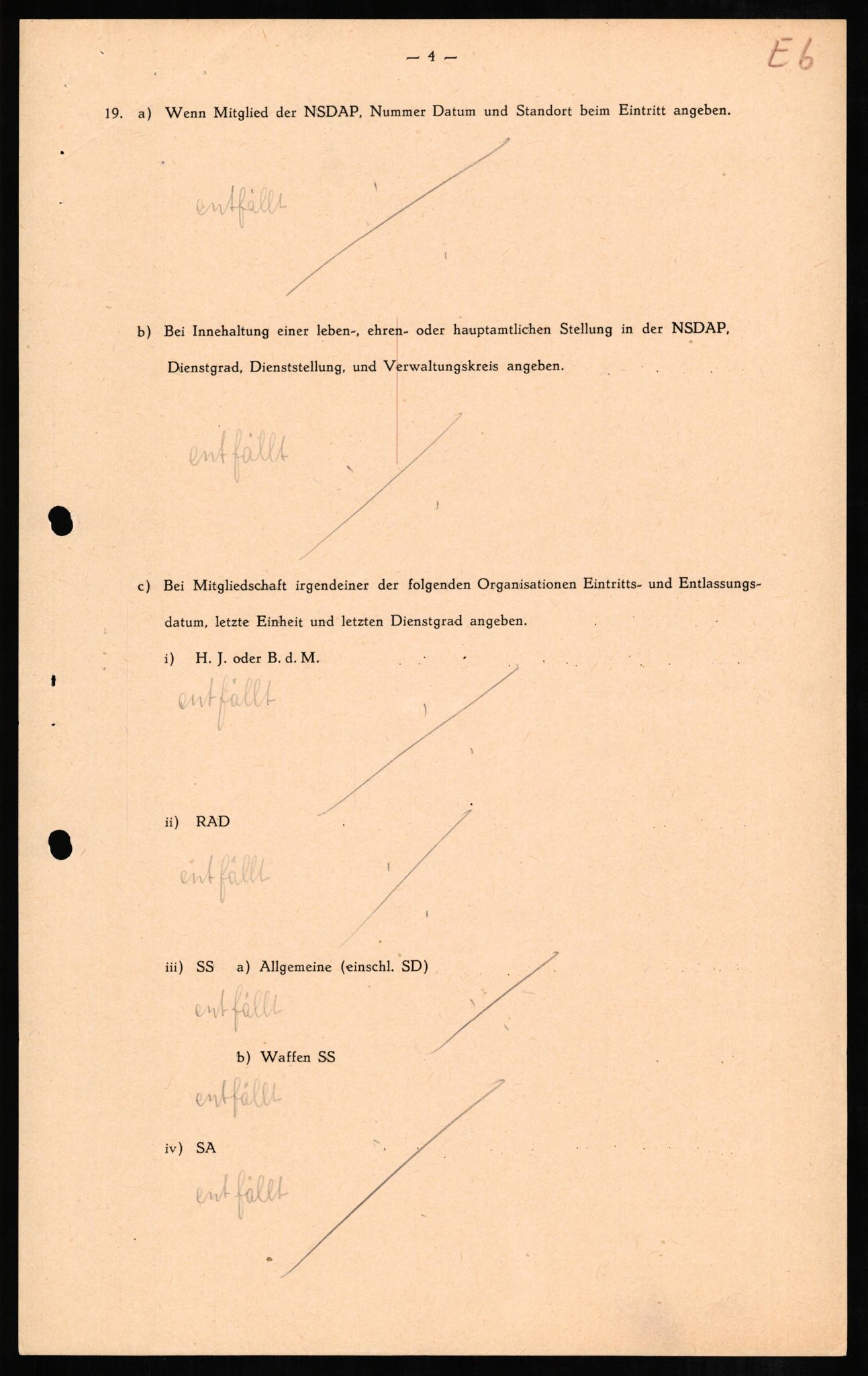 Forsvaret, Forsvarets overkommando II, RA/RAFA-3915/D/Db/L0007: CI Questionaires. Tyske okkupasjonsstyrker i Norge. Tyskere., 1945-1946, s. 7