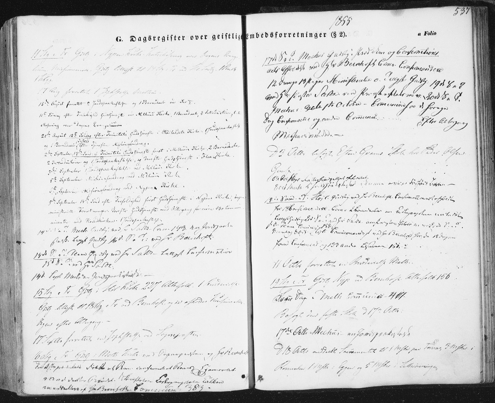 Ministerialprotokoller, klokkerbøker og fødselsregistre - Sør-Trøndelag, SAT/A-1456/691/L1076: Ministerialbok nr. 691A08, 1852-1861, s. 537