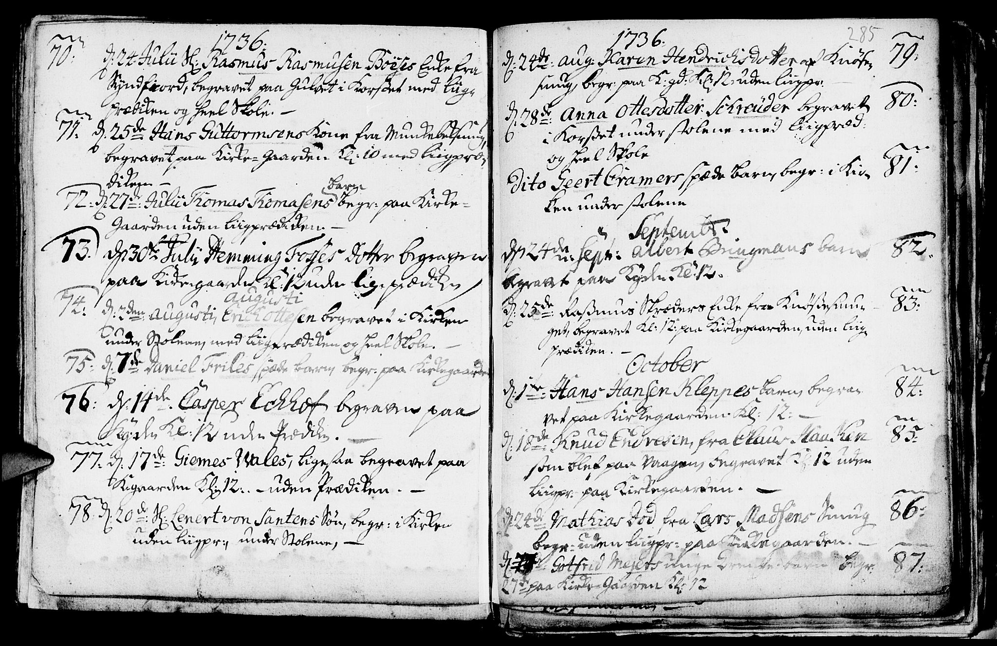 Nykirken Sokneprestembete, AV/SAB-A-77101/H/Haa/L0009: Ministerialbok nr. A 9, 1689-1759, s. 285