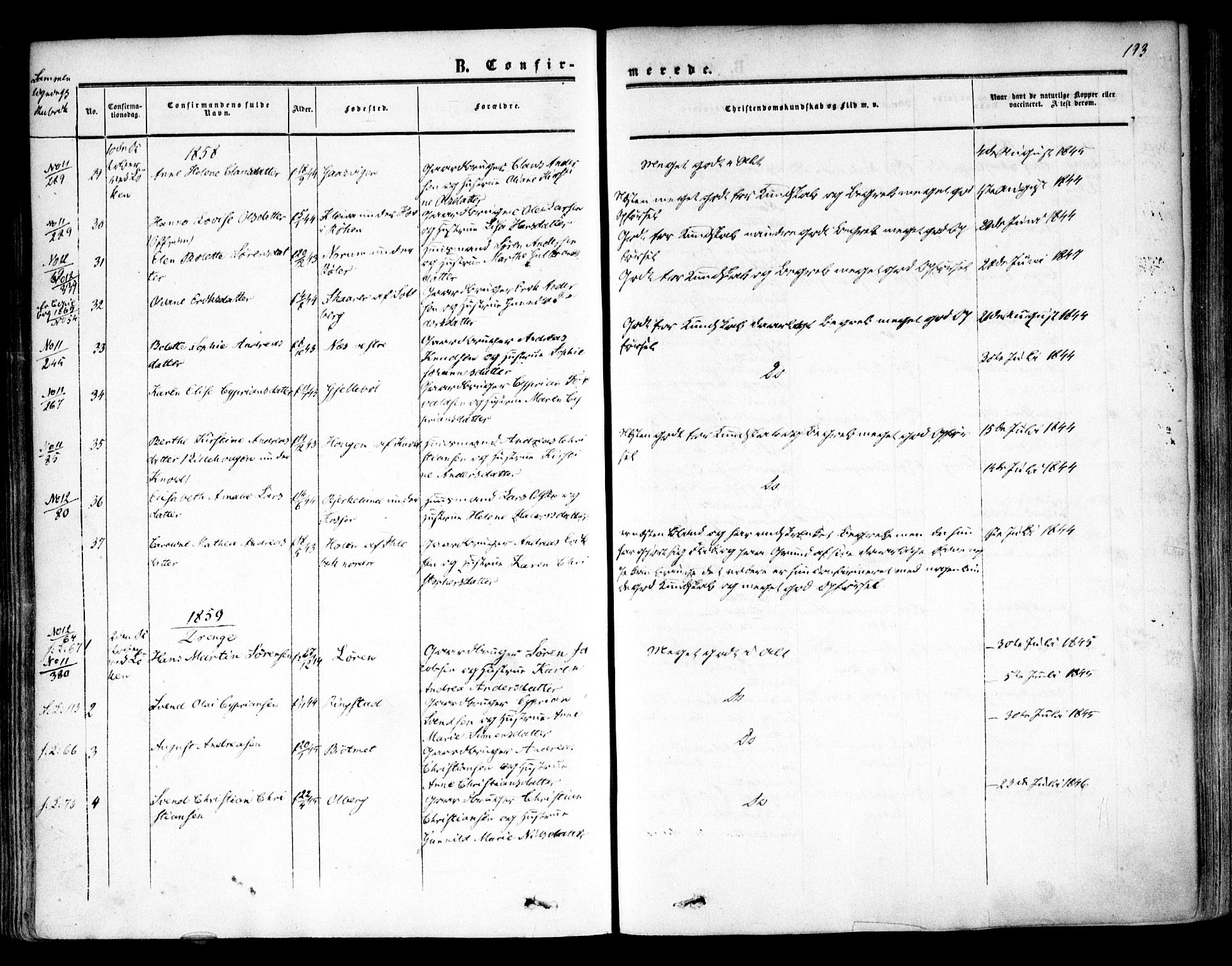 Høland prestekontor Kirkebøker, AV/SAO-A-10346a/F/Fa/L0010: Ministerialbok nr. I 10, 1854-1861, s. 193