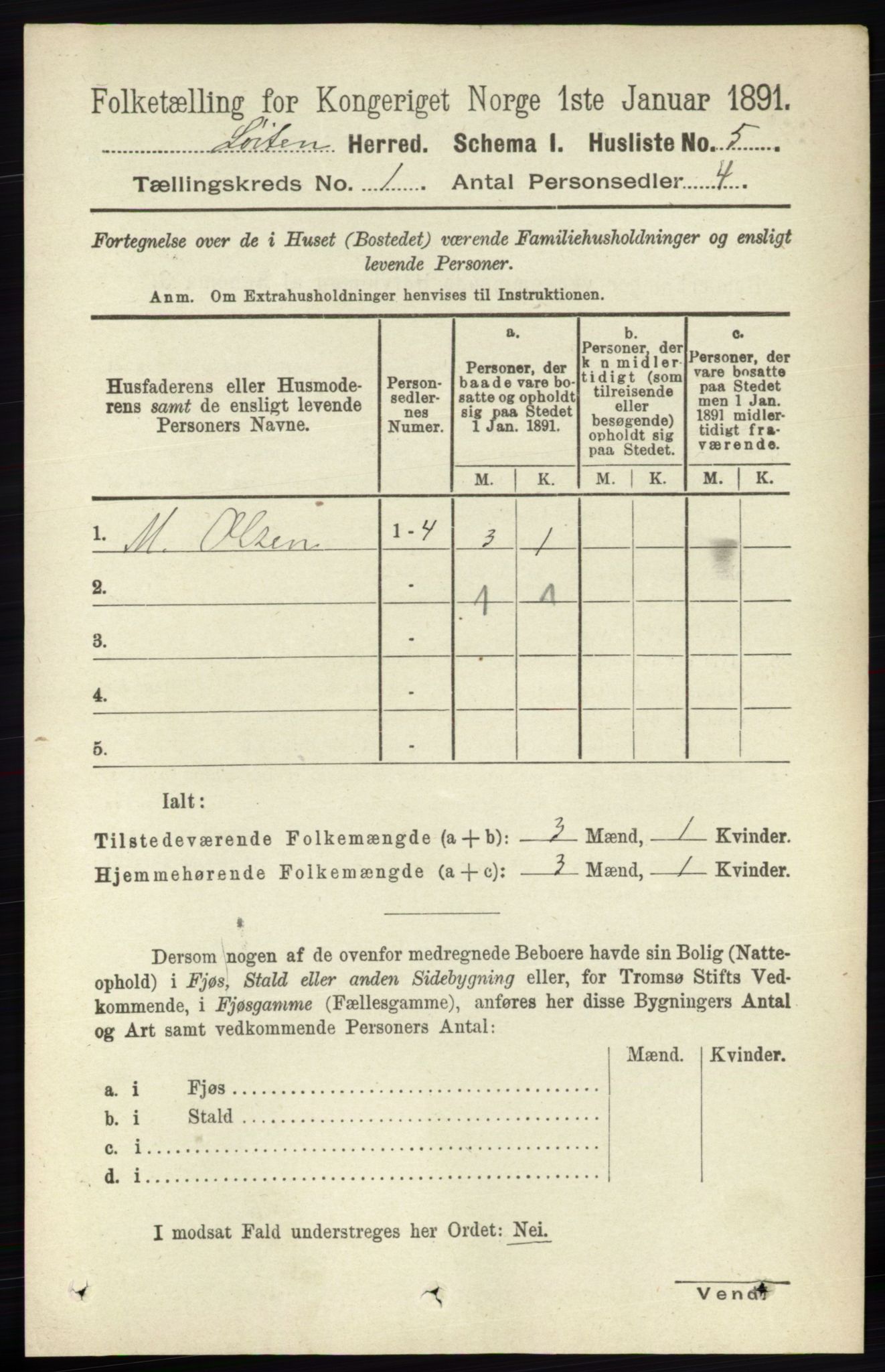 RA, Folketelling 1891 for 0415 Løten herred, 1891, s. 44