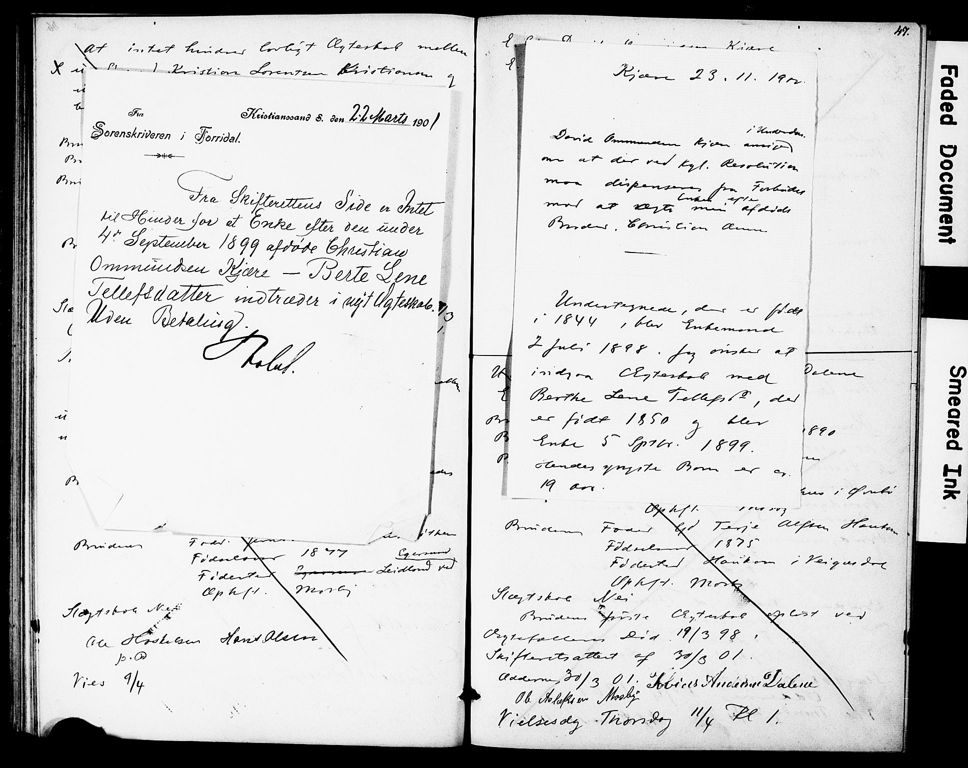 Oddernes sokneprestkontor, SAK/1111-0033/F/Fe/L0001/0001: Lysningsprotokoll nr. A VI 12, 1897-1905, s. 47