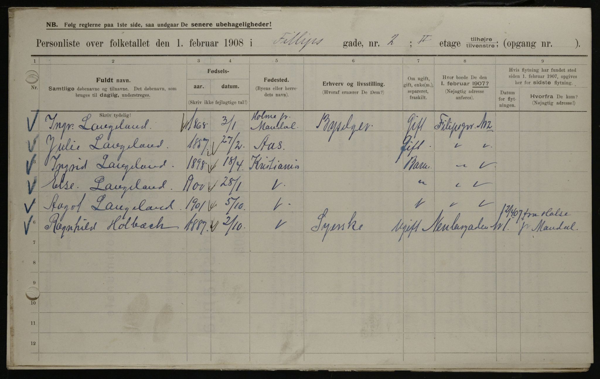 OBA, Kommunal folketelling 1.2.1908 for Kristiania kjøpstad, 1908, s. 21893