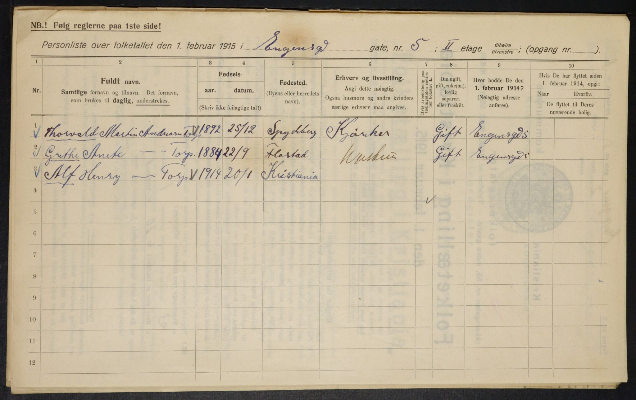 OBA, Kommunal folketelling 1.2.1915 for Kristiania, 1915, s. 21300