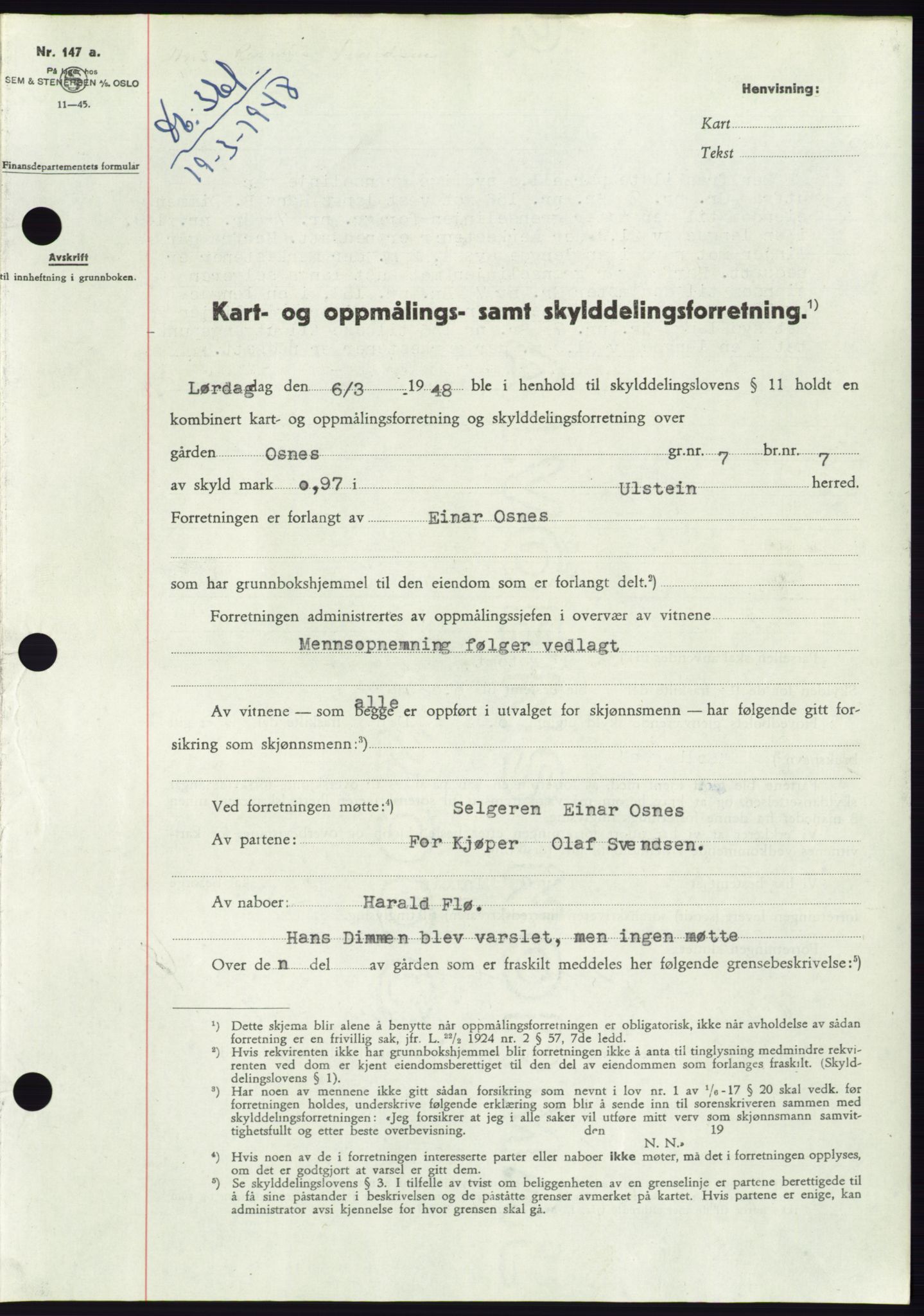 Søre Sunnmøre sorenskriveri, SAT/A-4122/1/2/2C/L0082: Pantebok nr. 8A, 1948-1948, Dagboknr: 361/1948