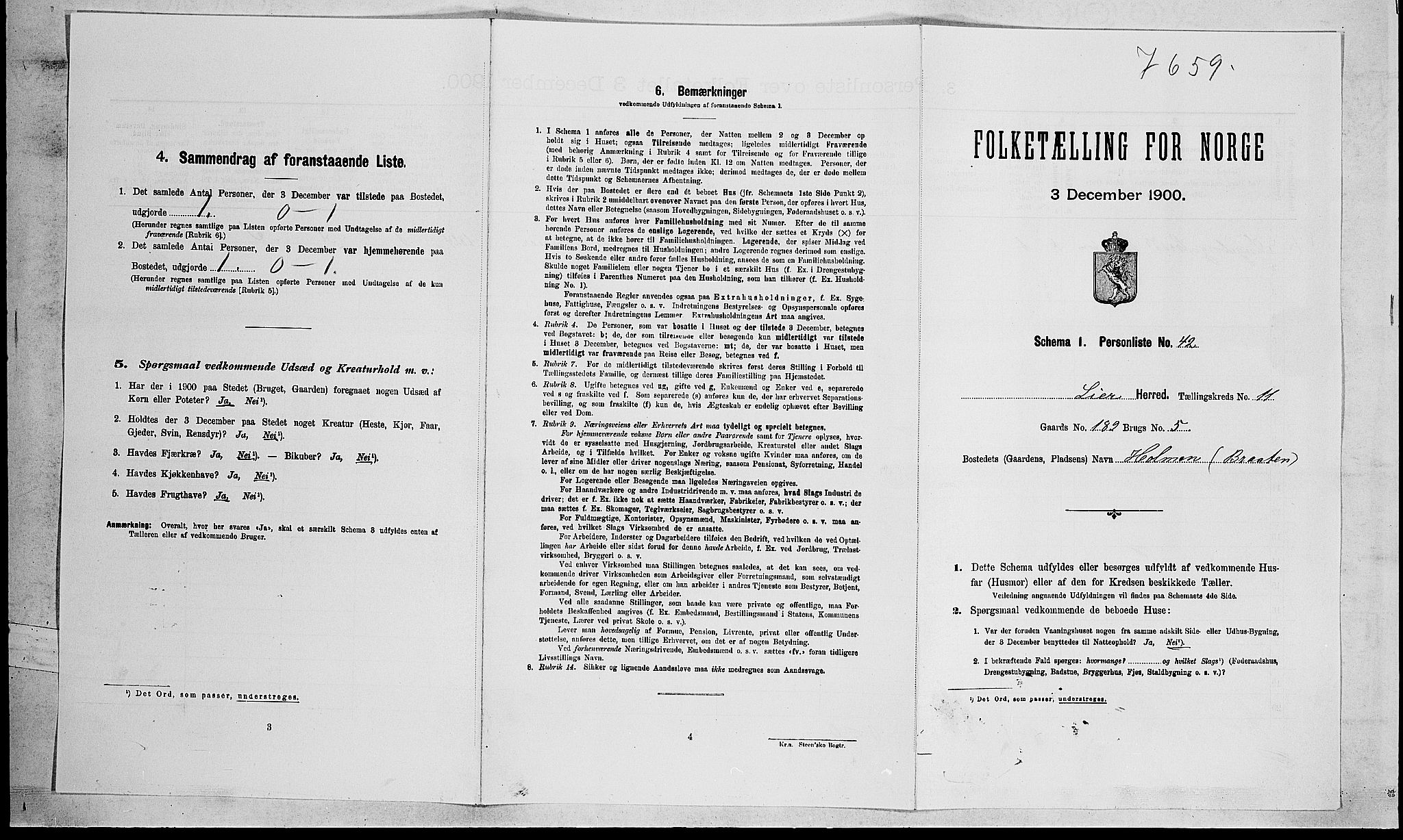RA, Folketelling 1900 for 0626 Lier herred, 1900, s. 1986