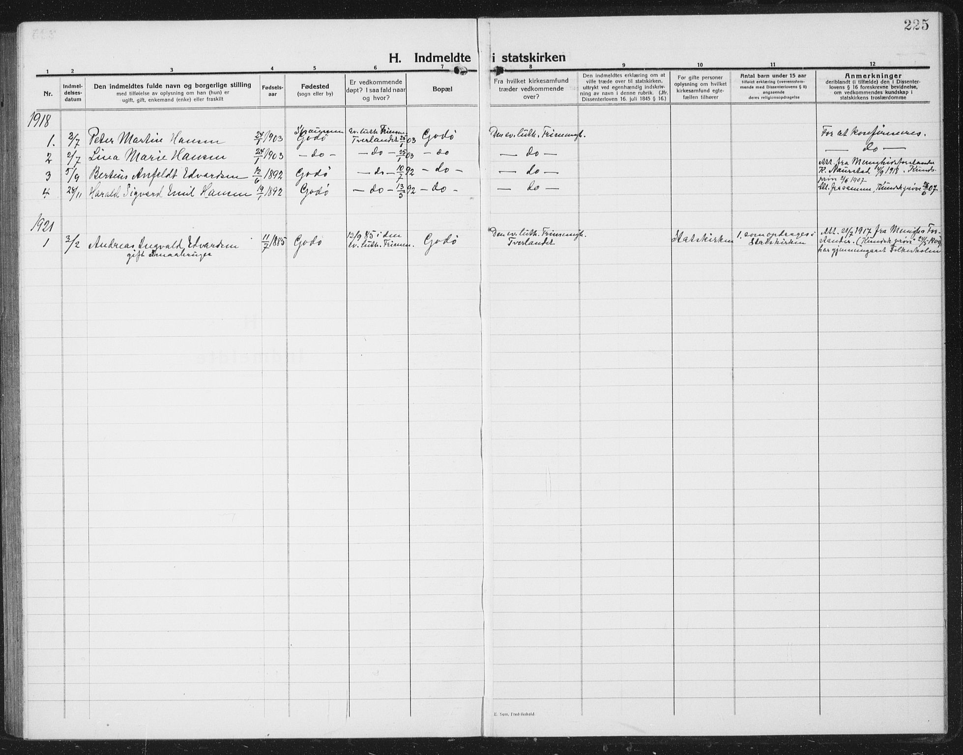 Ministerialprotokoller, klokkerbøker og fødselsregistre - Nordland, SAT/A-1459/804/L0089: Klokkerbok nr. 804C02, 1918-1935, s. 225