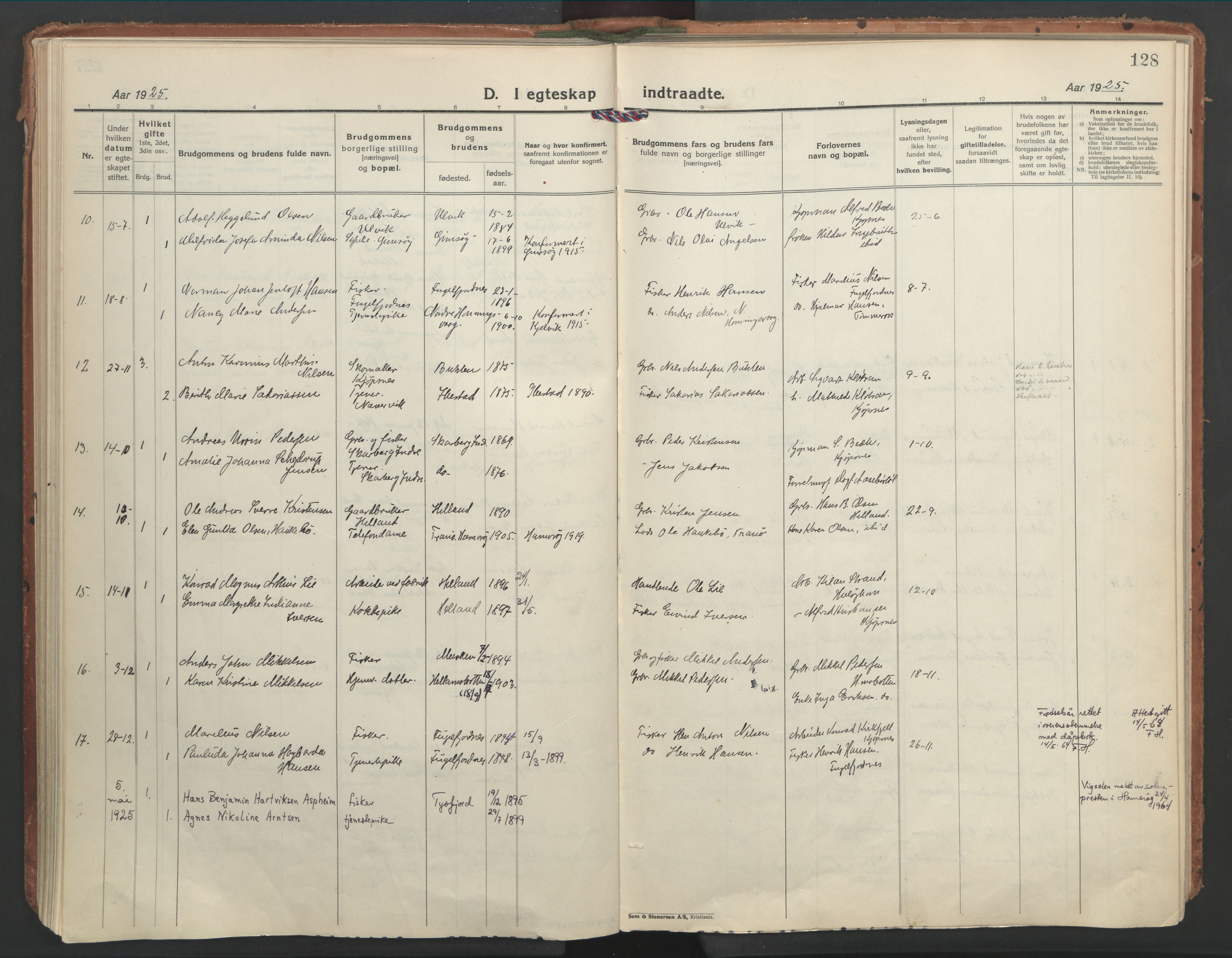 Ministerialprotokoller, klokkerbøker og fødselsregistre - Nordland, AV/SAT-A-1459/861/L0873: Ministerialbok nr. 861A08, 1923-1932, s. 128