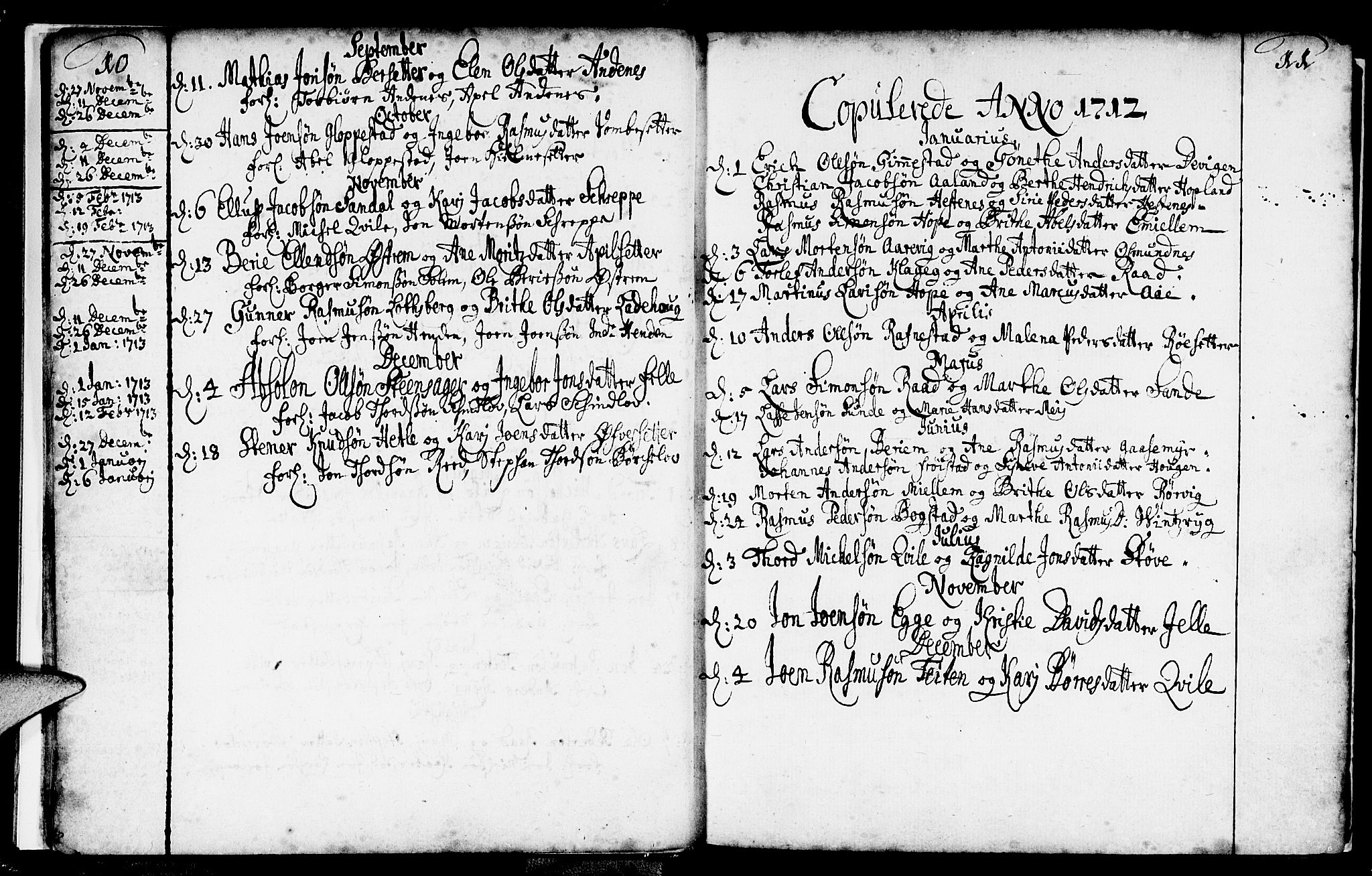 Gloppen sokneprestembete, AV/SAB-A-80101/H/Haa/Haaa/L0002: Ministerialbok nr. A 2, 1712-1735, s. 10-11