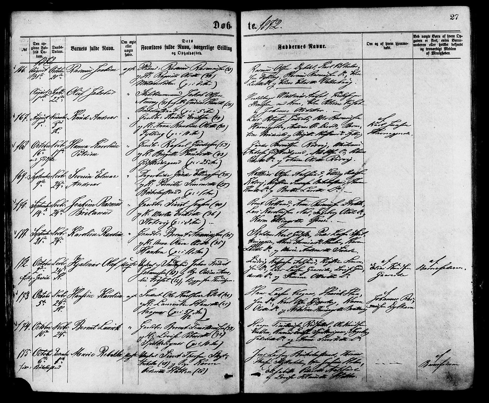 Ministerialprotokoller, klokkerbøker og fødselsregistre - Møre og Romsdal, AV/SAT-A-1454/528/L0400: Ministerialbok nr. 528A11, 1871-1879, s. 27