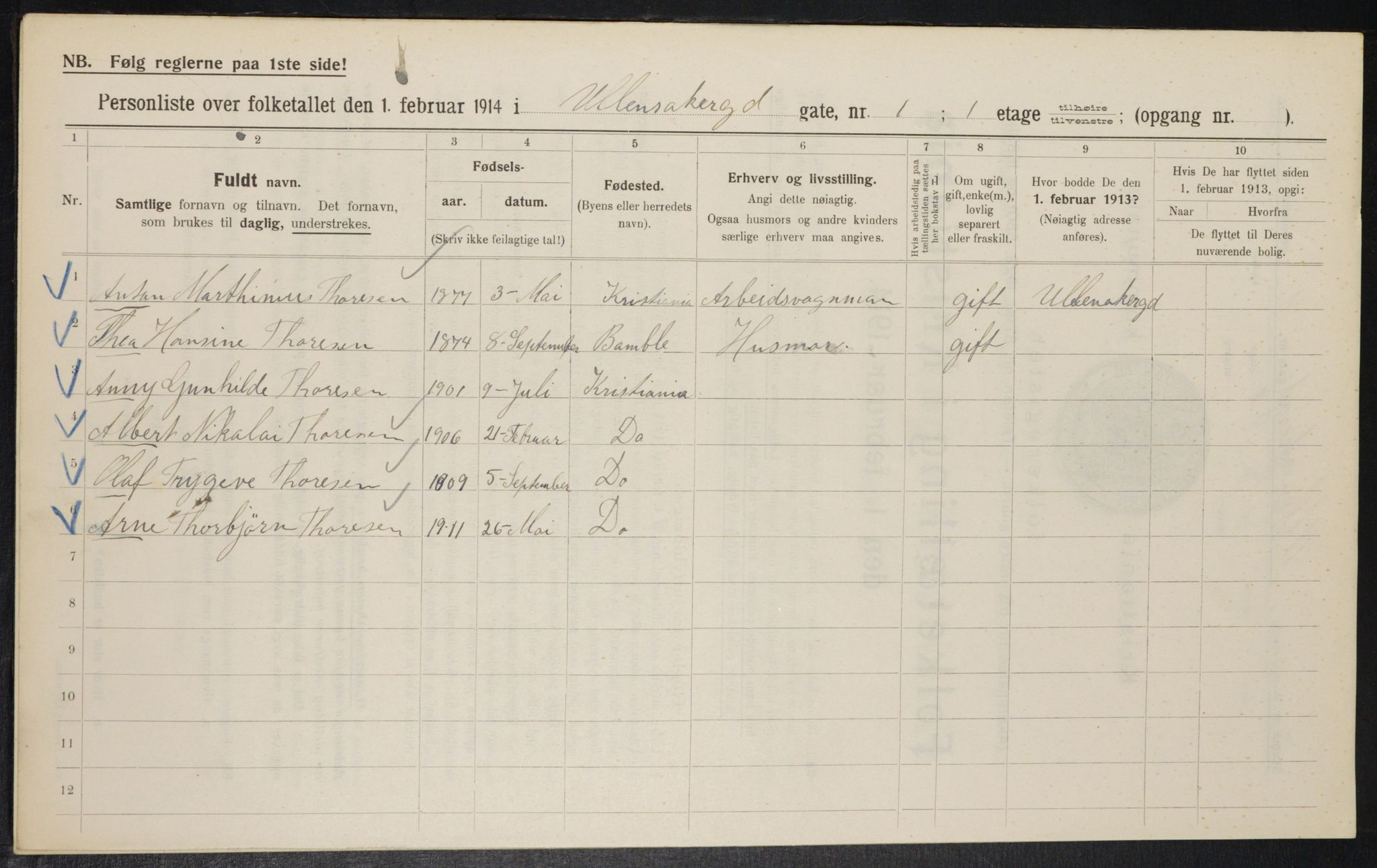 OBA, Kommunal folketelling 1.2.1914 for Kristiania, 1914, s. 119775