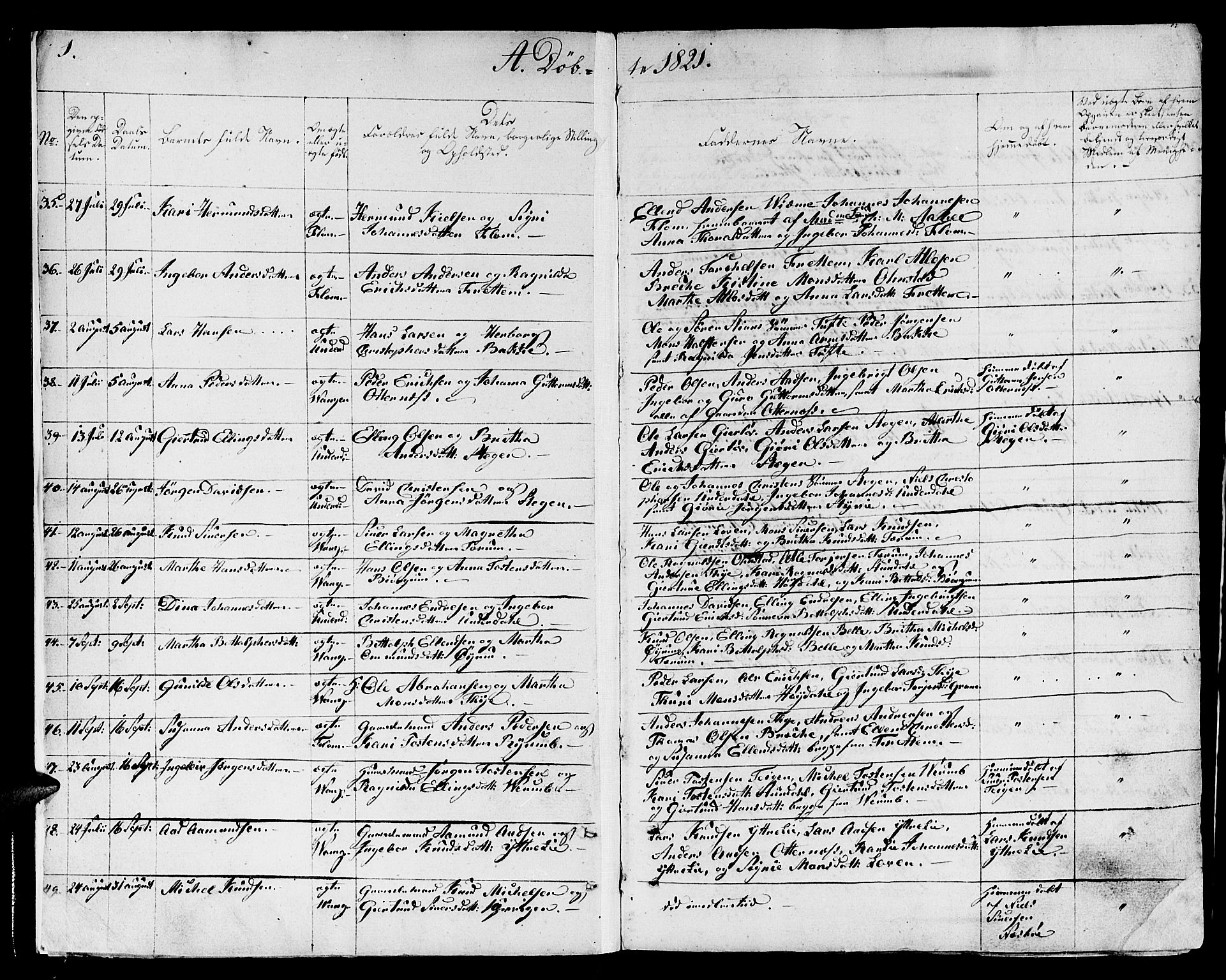 Aurland sokneprestembete, AV/SAB-A-99937/H/Ha/Haa/L0006: Ministerialbok nr. A 6, 1821-1859, s. 1