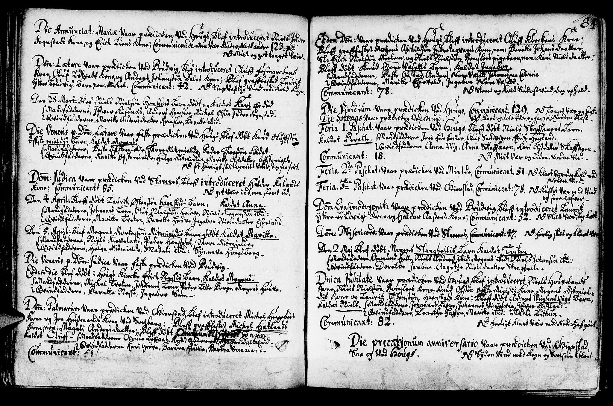 Haus sokneprestembete, AV/SAB-A-75601/H/Haa: Ministerialbok nr. A 1, 1691-1712, s. 84