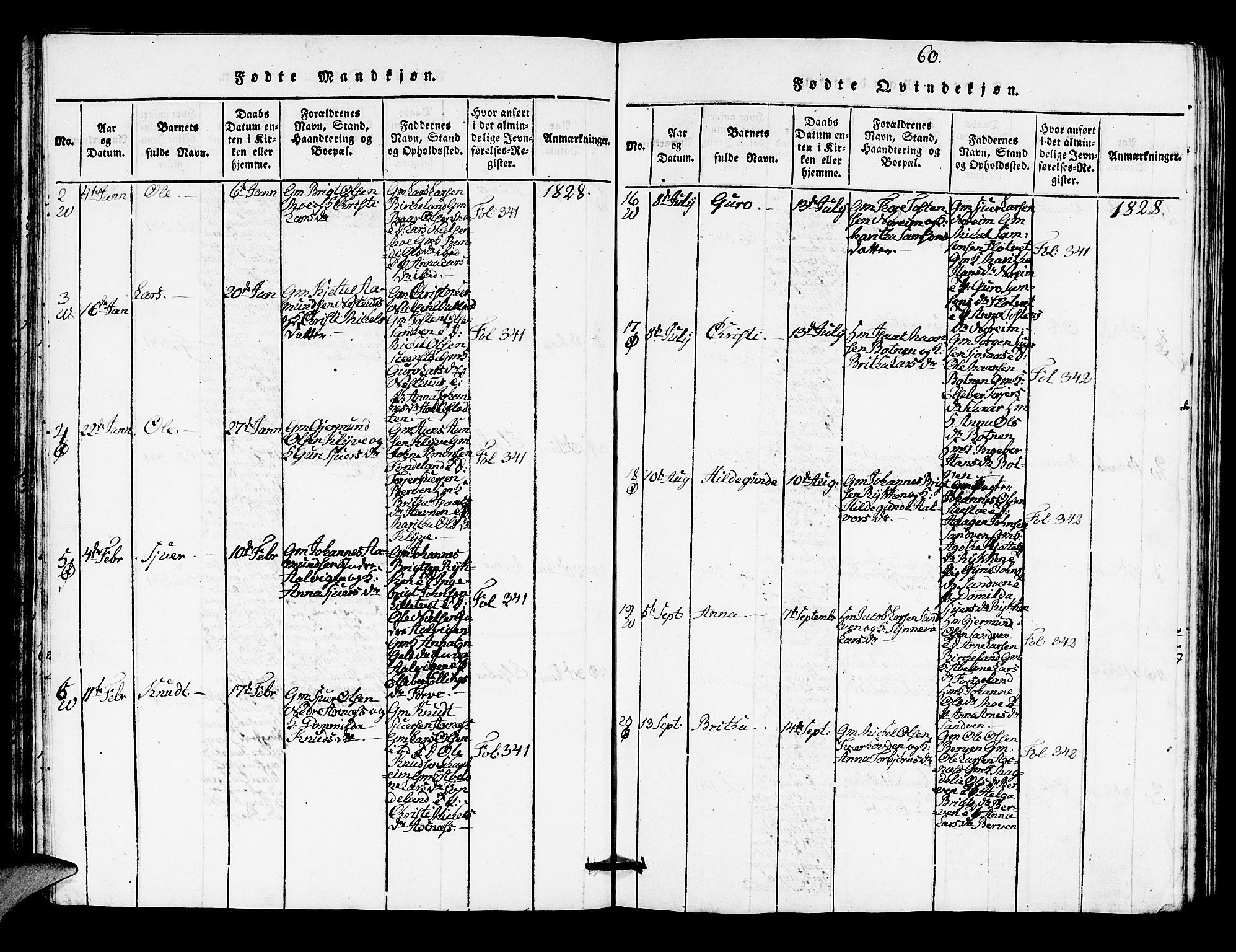 Kvam sokneprestembete, AV/SAB-A-76201/H/Hab: Klokkerbok nr. A 1, 1818-1832, s. 60