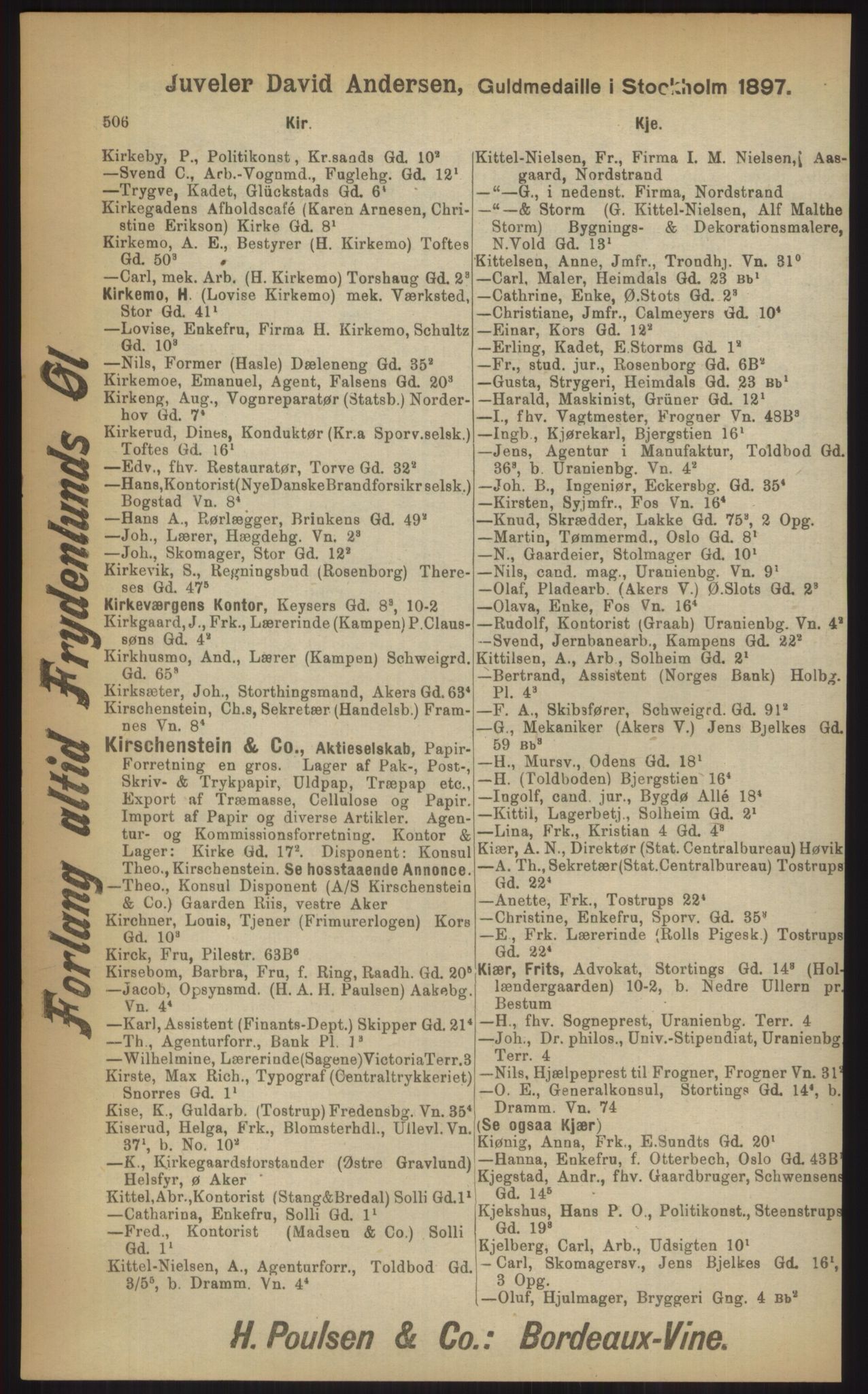 Kristiania/Oslo adressebok, PUBL/-, 1903, s. 506