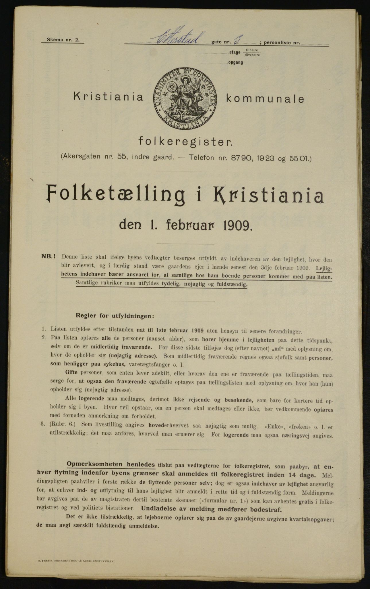 OBA, Kommunal folketelling 1.2.1909 for Kristiania kjøpstad, 1909, s. 20185