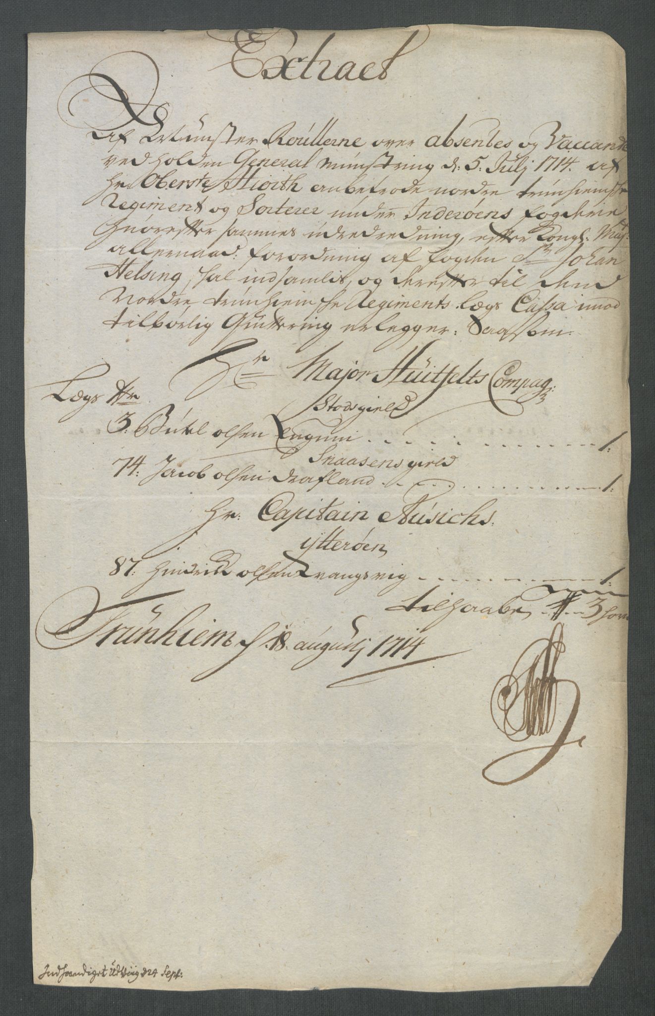 Rentekammeret inntil 1814, Reviderte regnskaper, Fogderegnskap, RA/EA-4092/R63/L4322: Fogderegnskap Inderøy, 1714, s. 199