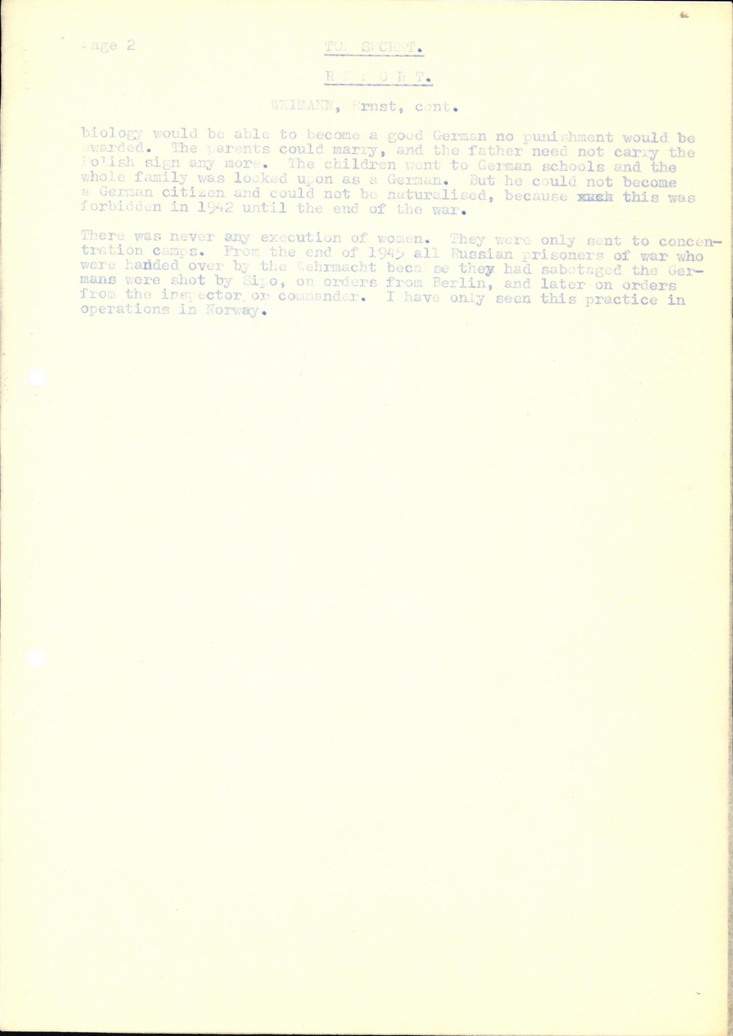 Forsvaret, Forsvarets overkommando II, RA/RAFA-3915/D/Db/L0035: CI Questionaires. Tyske okkupasjonsstyrker i Norge. Tyskere., 1945-1946, s. 168