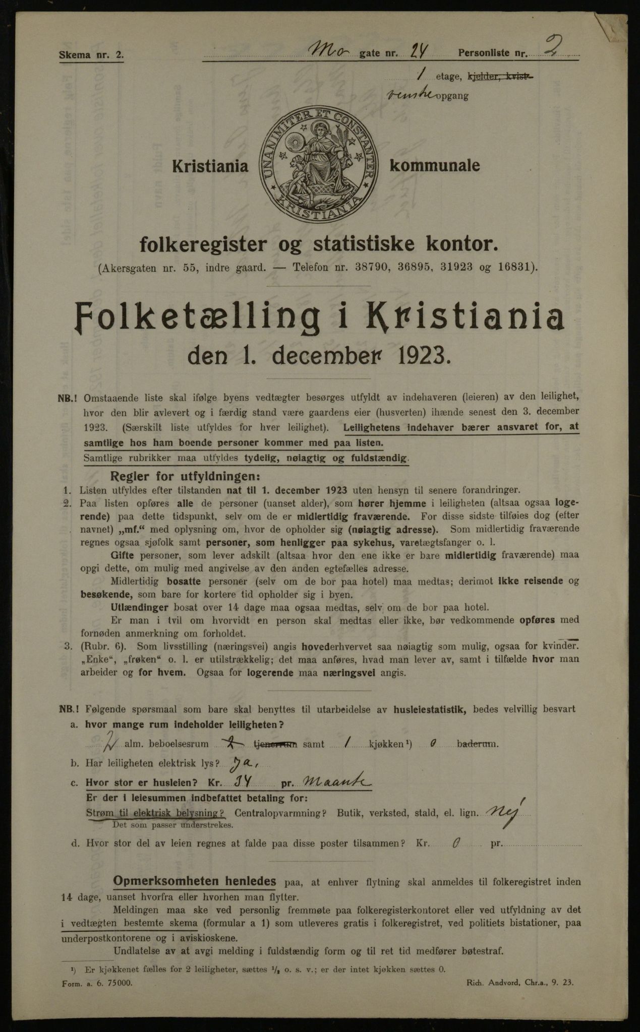 OBA, Kommunal folketelling 1.12.1923 for Kristiania, 1923, s. 72559