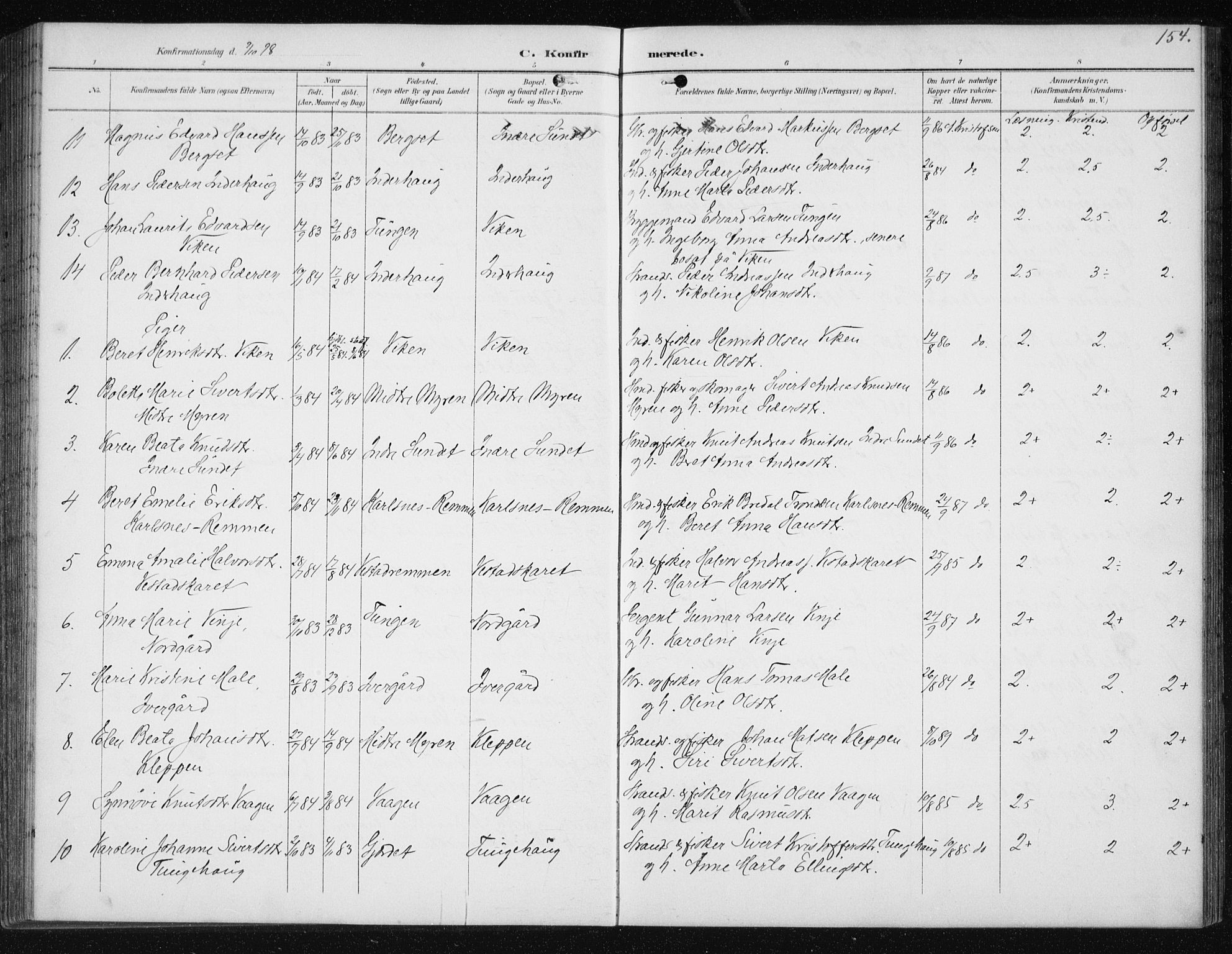 Ministerialprotokoller, klokkerbøker og fødselsregistre - Møre og Romsdal, AV/SAT-A-1454/566/L0773: Klokkerbok nr. 566C02, 1892-1909, s. 154