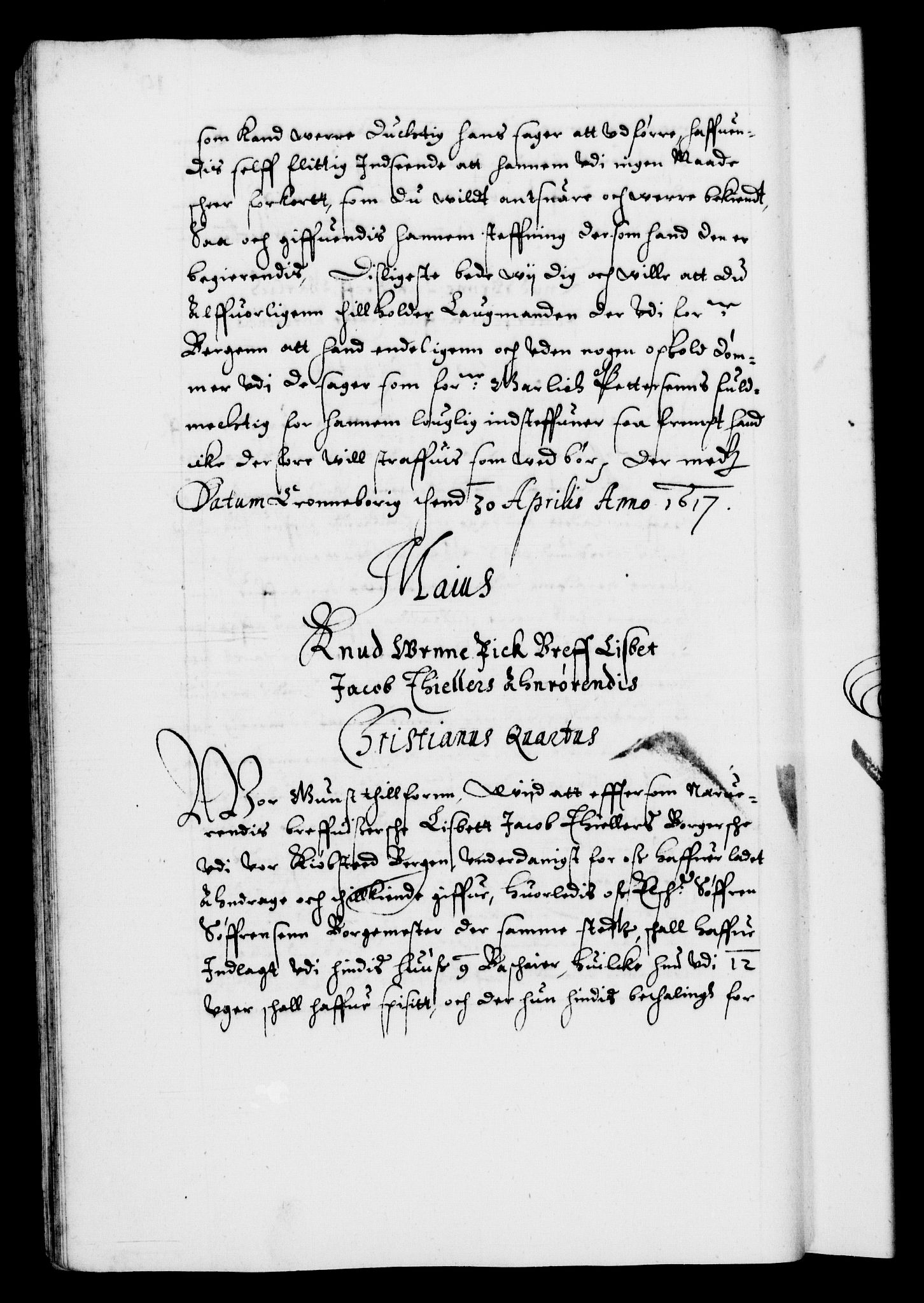 Danske Kanselli 1572-1799, AV/RA-EA-3023/F/Fc/Fca/Fcab/L0004: Norske tegnelser (mikrofilm), 1617-1627, s. 19b