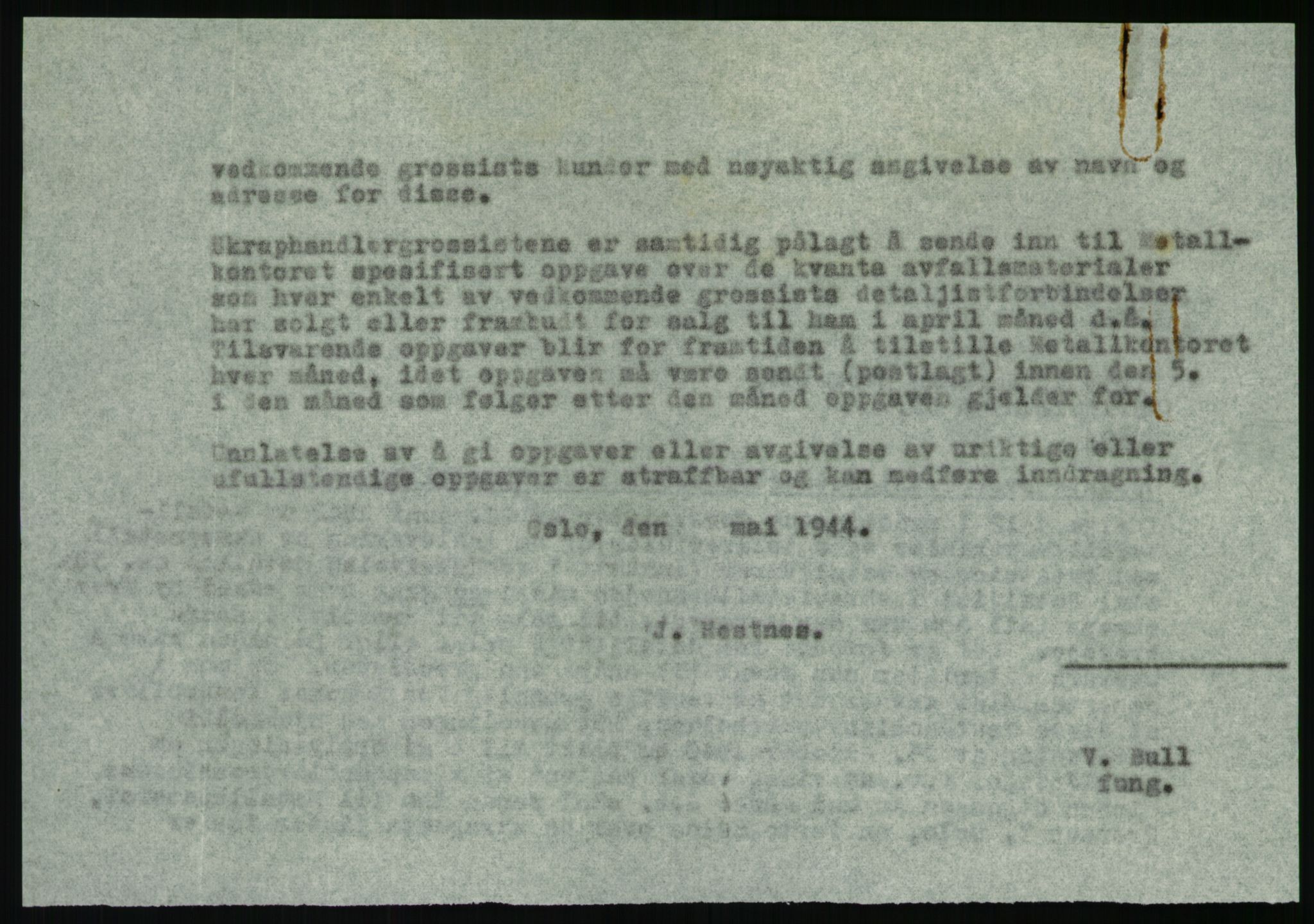 Direktoratet for industriforsyning, Sekretariatet, AV/RA-S-4153/D/Df/L0054: 9. Metallkontoret, 1940-1945, s. 1834