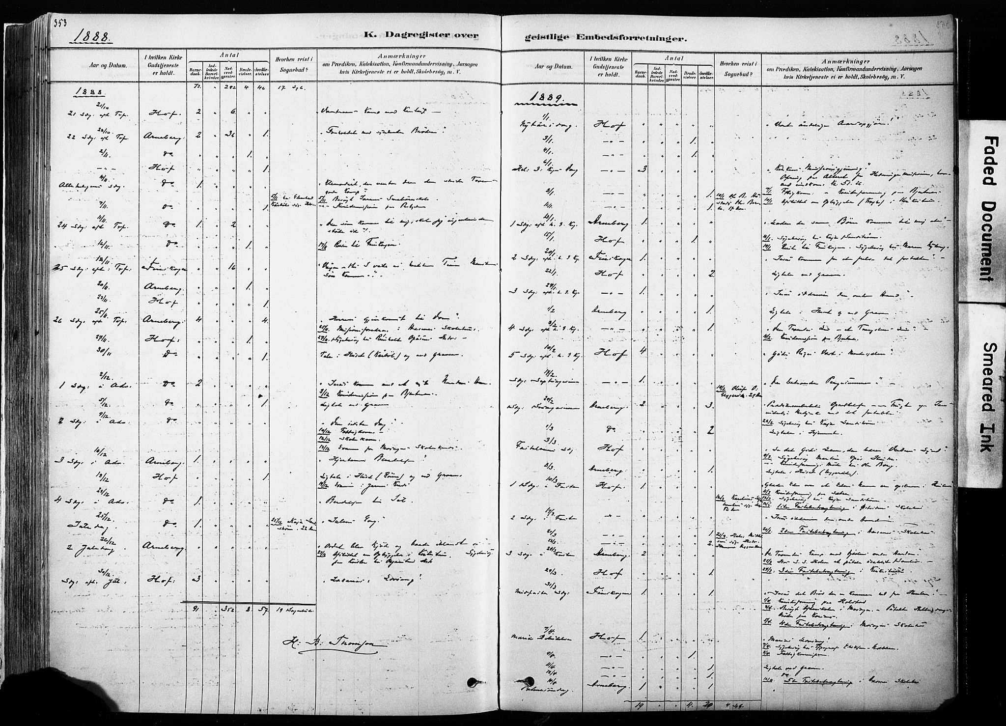 Hof prestekontor, SAH/PREST-038/H/Ha/Haa/L0010: Ministerialbok nr. 10, 1878-1909, s. 353