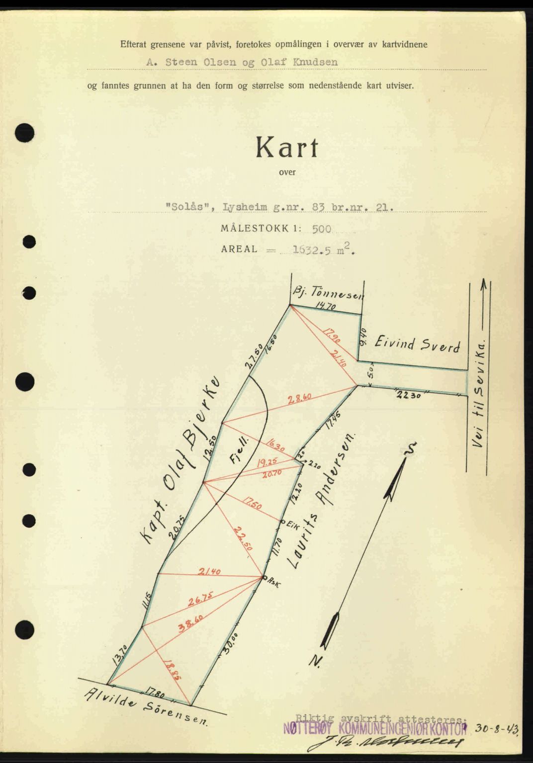 Tønsberg sorenskriveri, AV/SAKO-A-130/G/Ga/Gaa/L0013: Pantebok nr. A13, 1943-1943, Dagboknr: 2201/1943