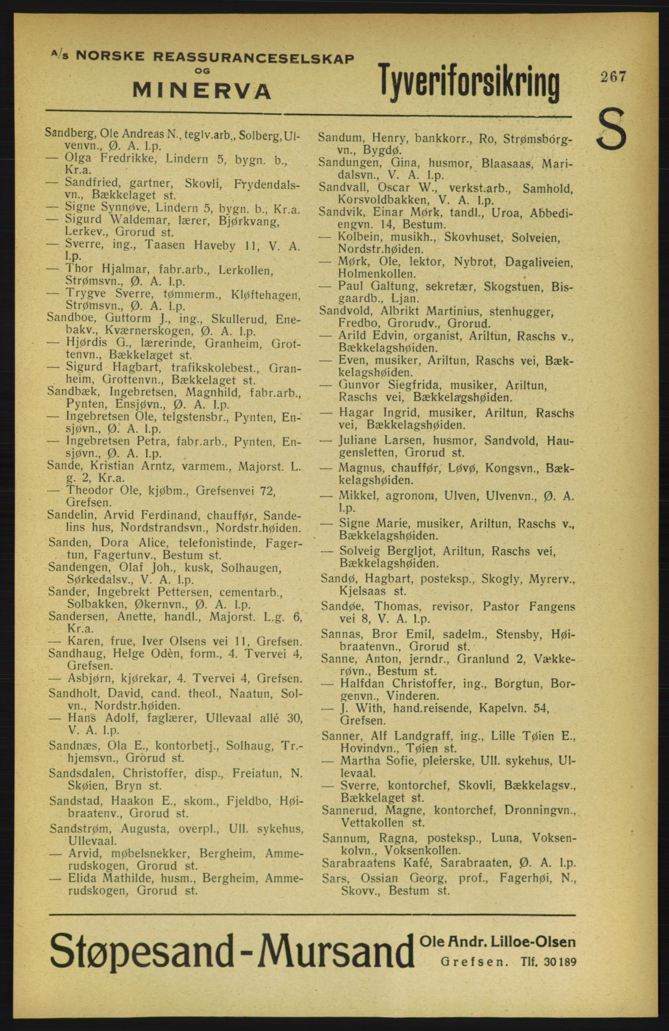 Aker adressebok/adressekalender, PUBL/001/A/002: Akers adressekalender, 1922, s. 267