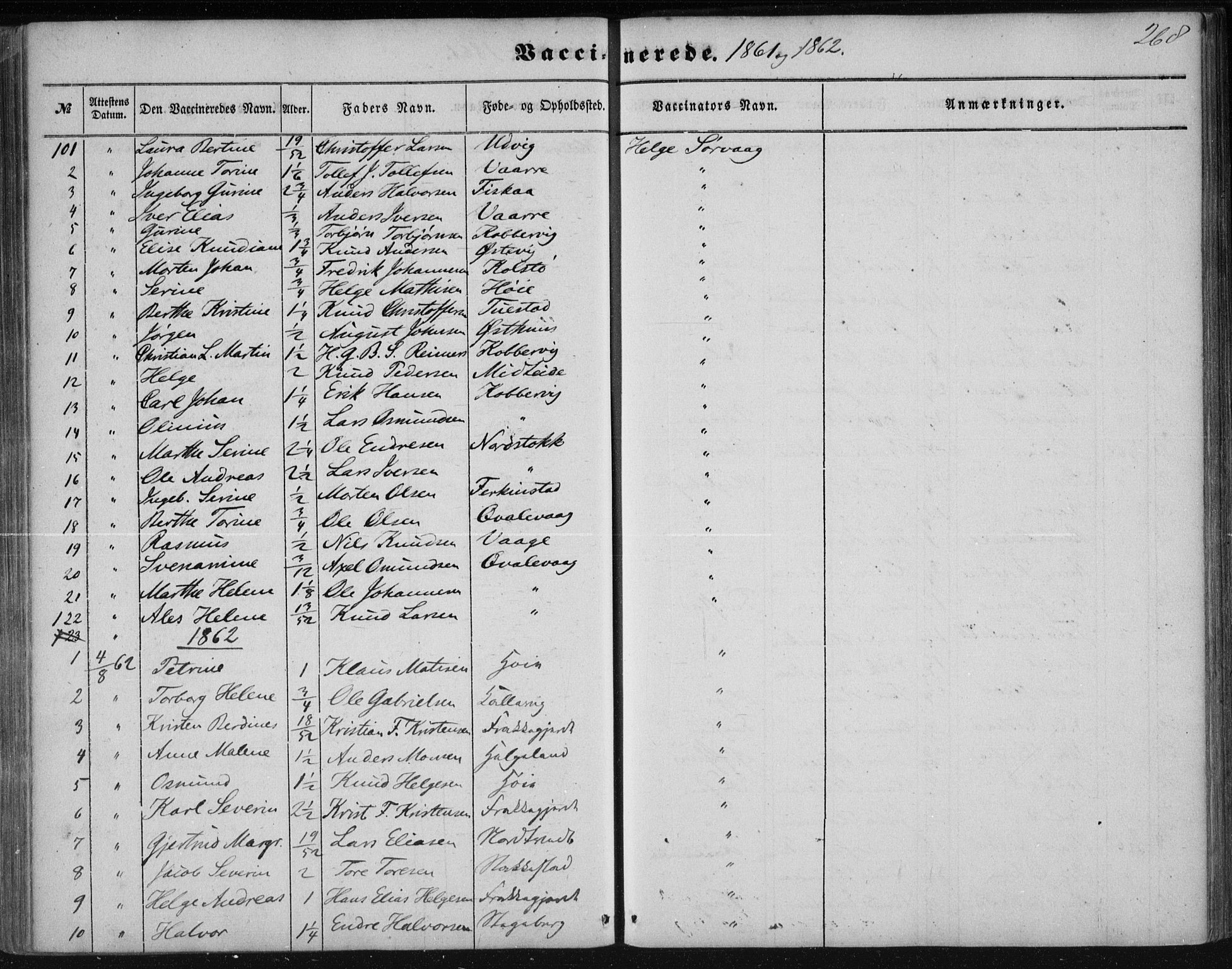 Avaldsnes sokneprestkontor, AV/SAST-A -101851/H/Ha/Haa/L0009: Ministerialbok nr. A 9, 1853-1865, s. 268