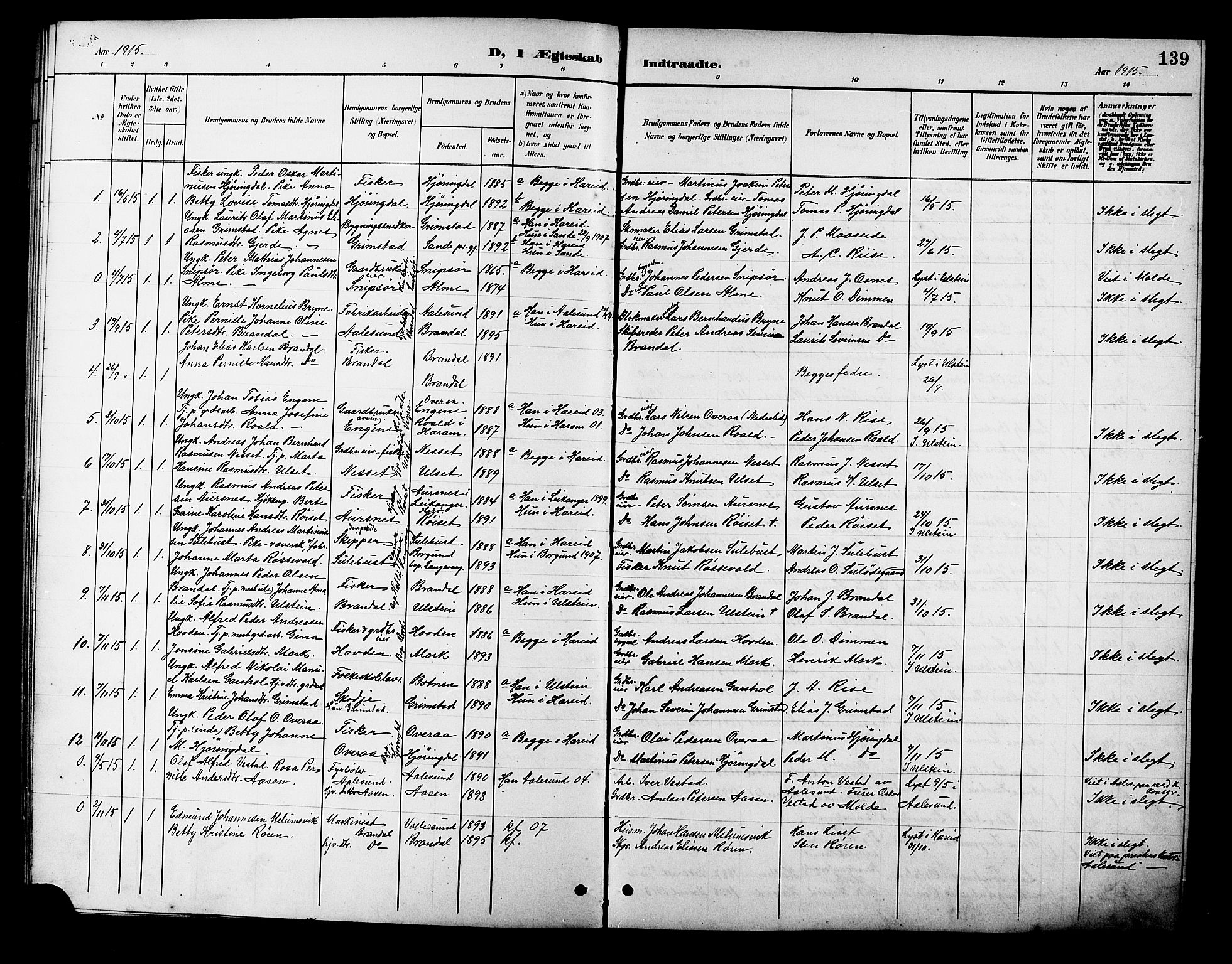 Ministerialprotokoller, klokkerbøker og fødselsregistre - Møre og Romsdal, AV/SAT-A-1454/510/L0126: Klokkerbok nr. 510C03, 1900-1922, s. 139