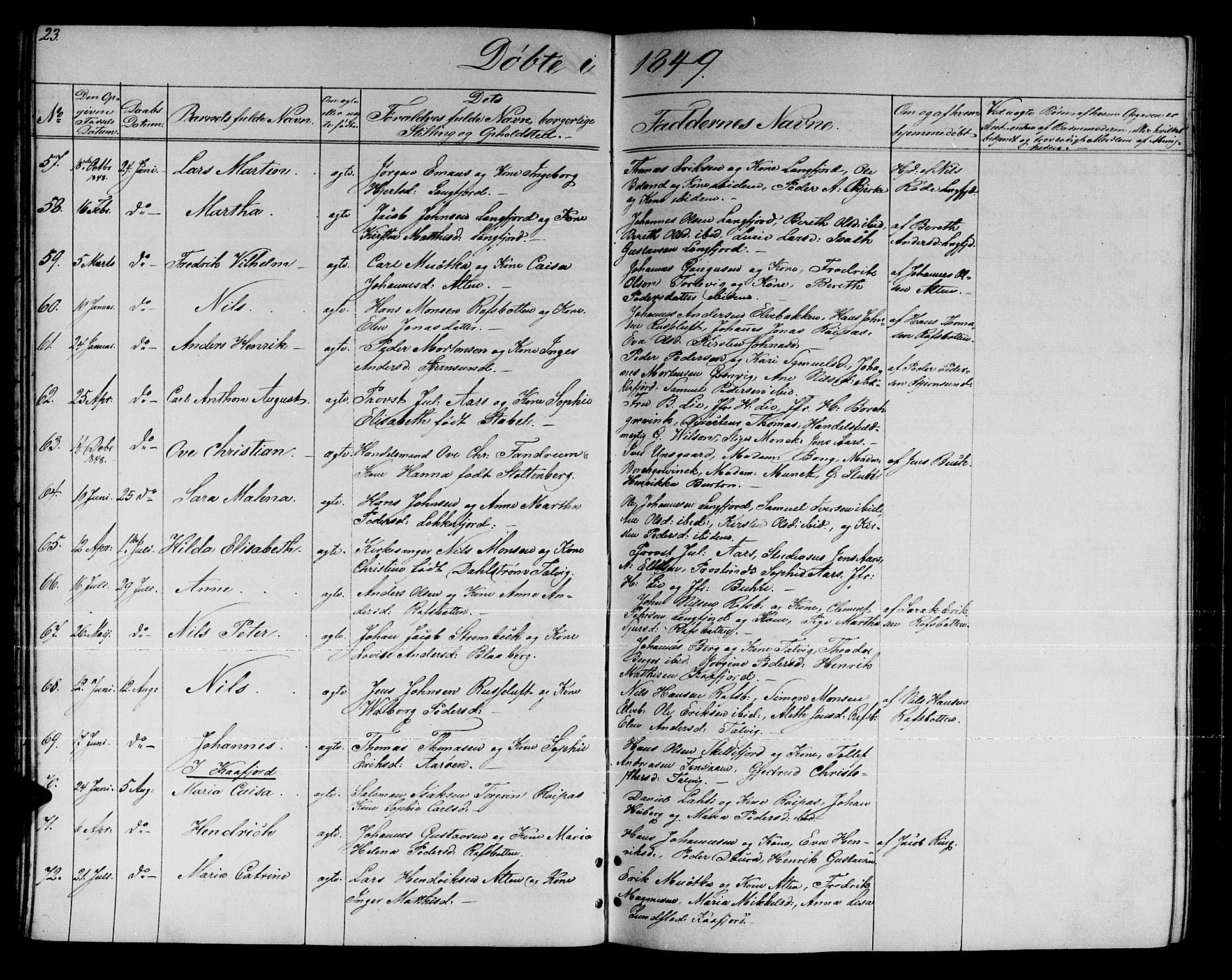 Talvik sokneprestkontor, AV/SATØ-S-1337/H/Hb/L0001klokker: Klokkerbok nr. 1, 1847-1863, s. 23